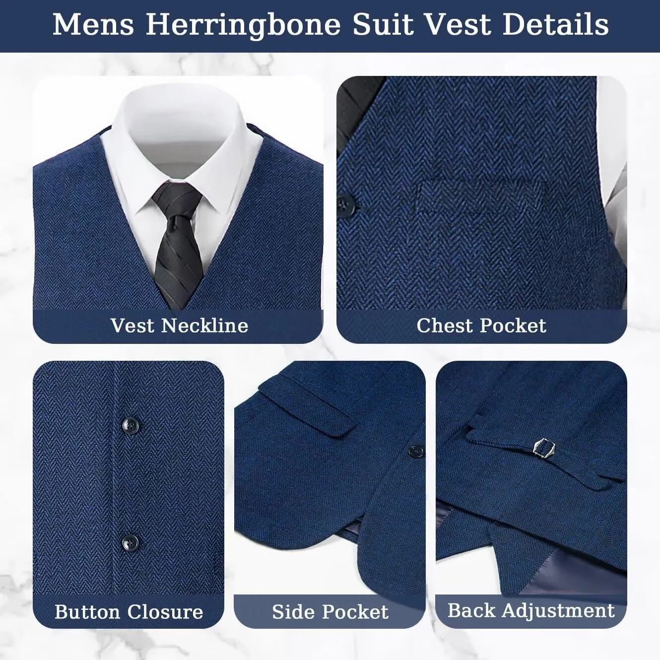 3 Pieces Retro Brown Mens Tweed Suit Slim Fit Wedding Suit Grooms Tuxedos Prom Wool Suits Jacket Vest Pants Set