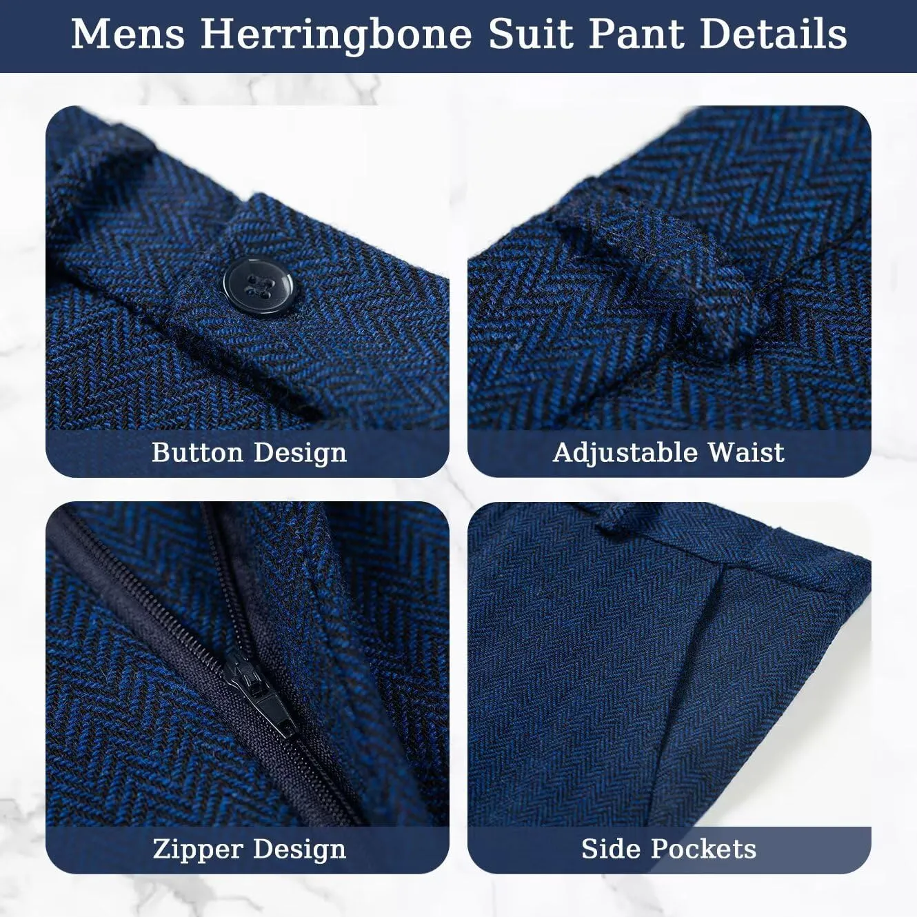 3 Pieces Retro Brown Mens Tweed Suit Slim Fit Wedding Suit Grooms Tuxedos Prom Wool Suits Jacket Vest Pants Set