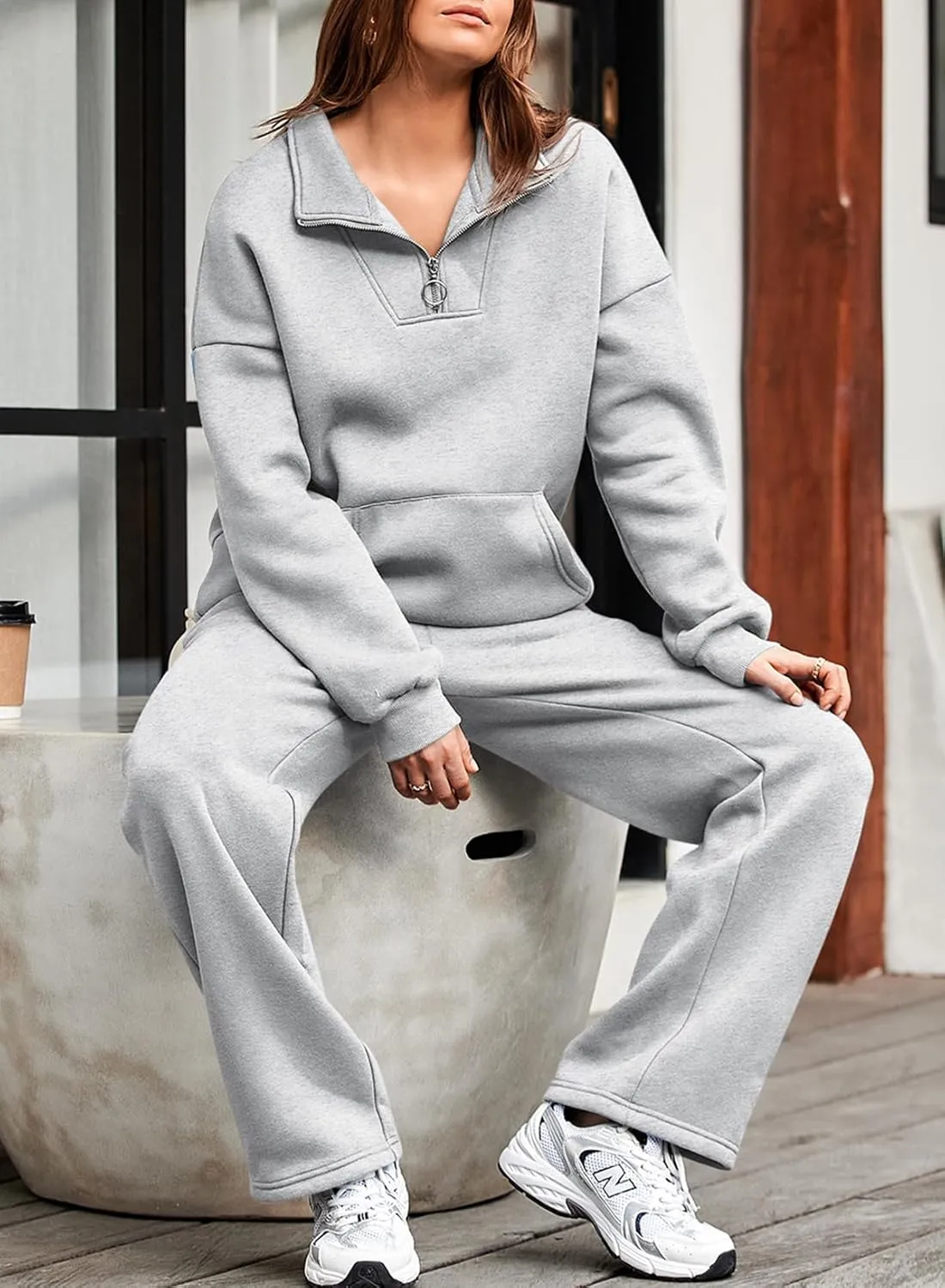Aleumdr Womens 2 Piece Outfits Matching Sweat Sets Sweatsuit Tracksuit Zip up Sweatshirt and Sweatpants Lounge Sets