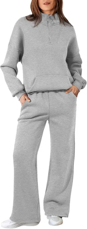 Aleumdr Womens 2 Piece Outfits Matching Sweat Sets Sweatsuit Tracksuit Zip up Sweatshirt and Sweatpants Lounge Sets