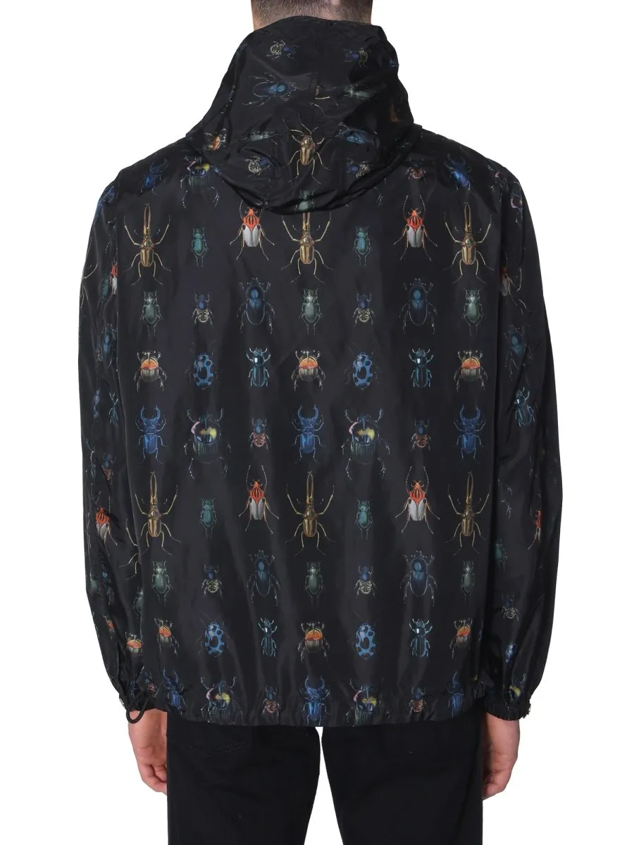 Alexander McQueen Insect Print Hooded Lightweight Jacket