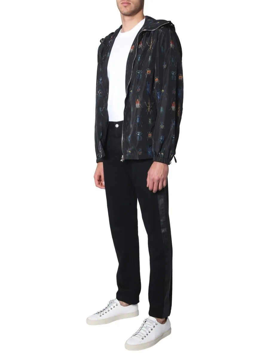 Alexander McQueen Insect Print Hooded Lightweight Jacket