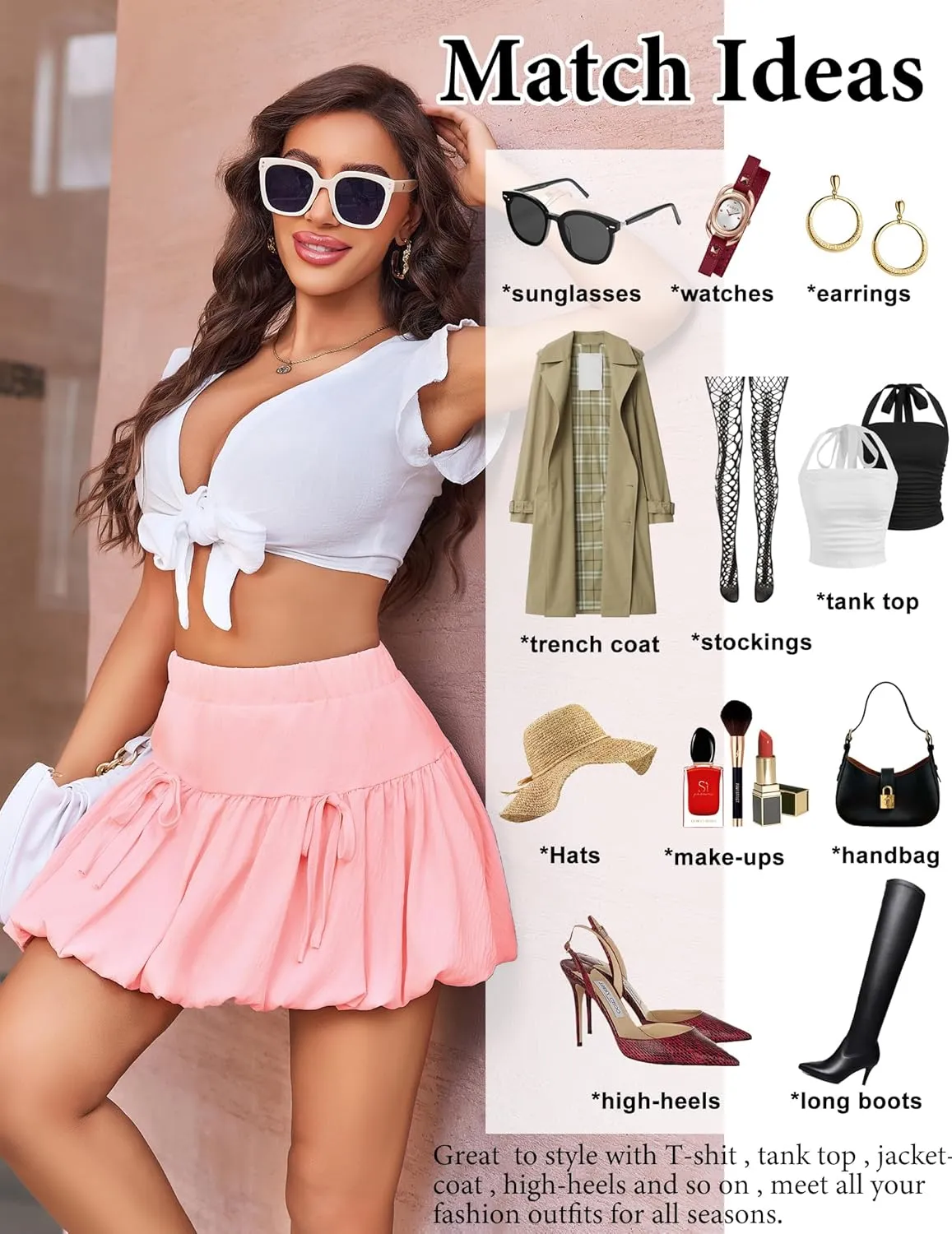 Avidlove Mini Skirt for Women Sexy Bubble Puffy Hem Y2K Elastic Waist A Line Basic Casual Skirts S-XXL