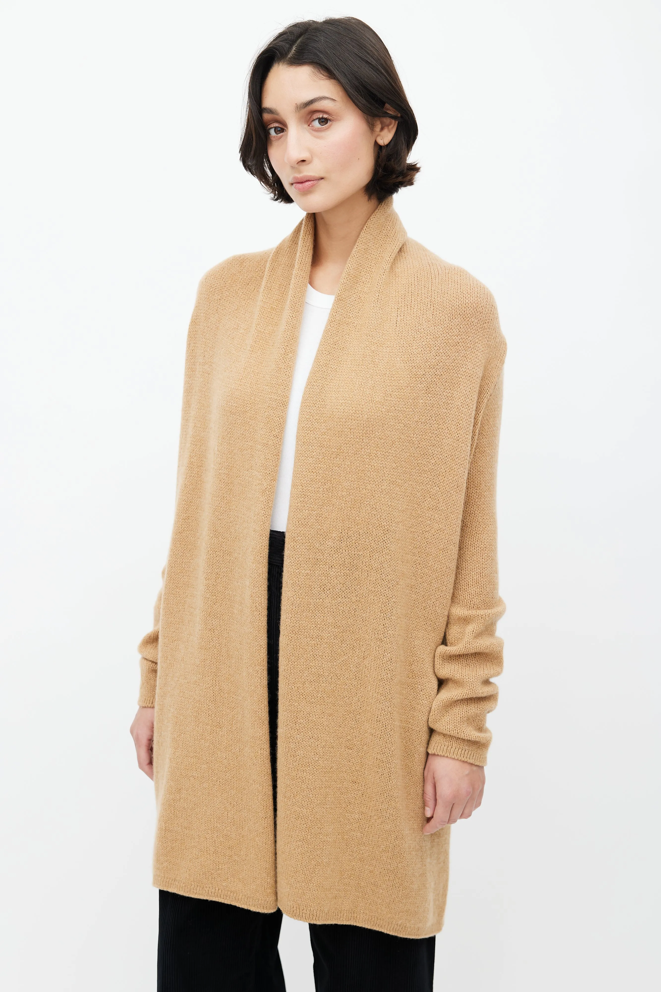Brown Cashmere Knit Cardigan