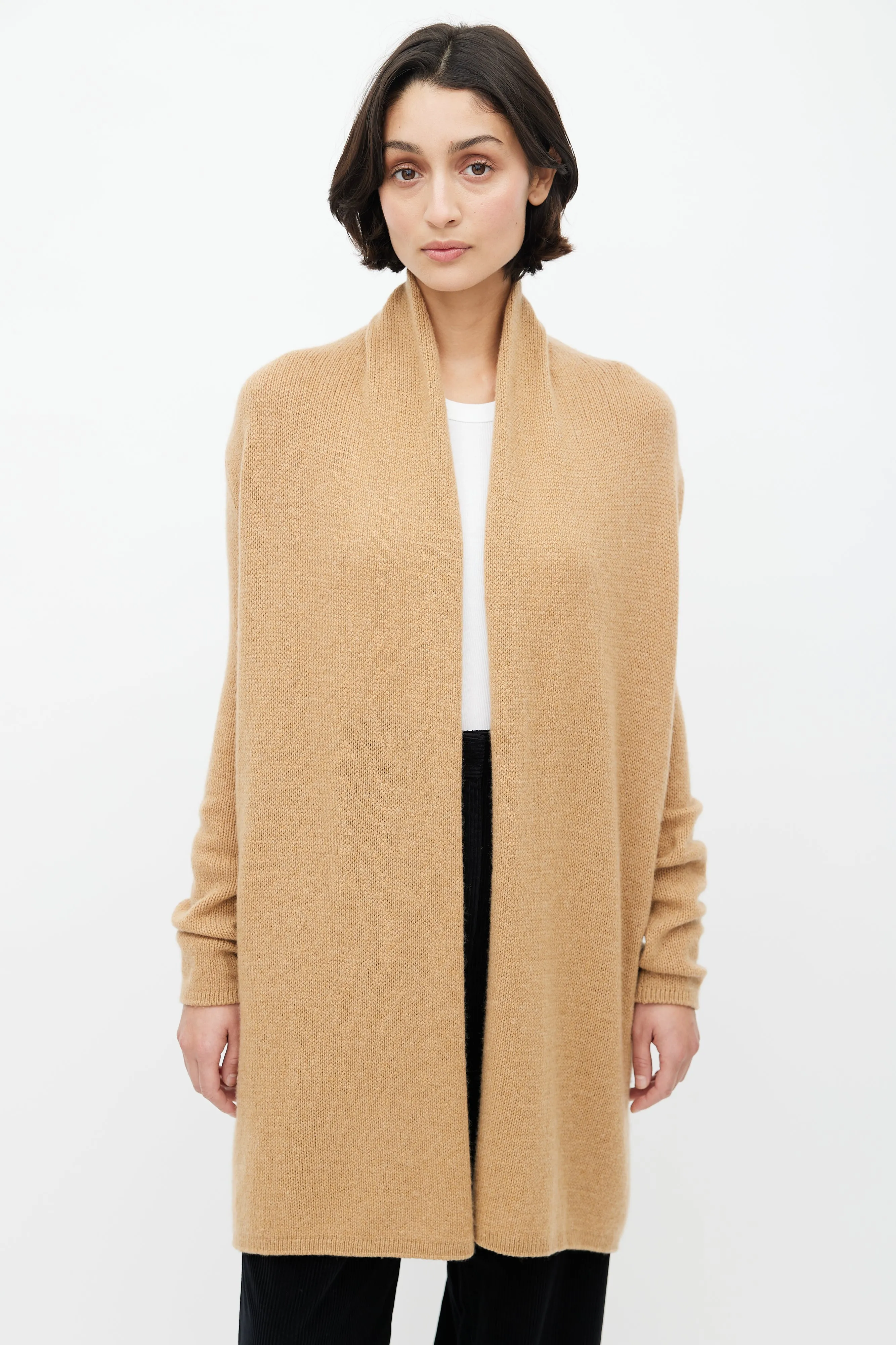 Brown Cashmere Knit Cardigan