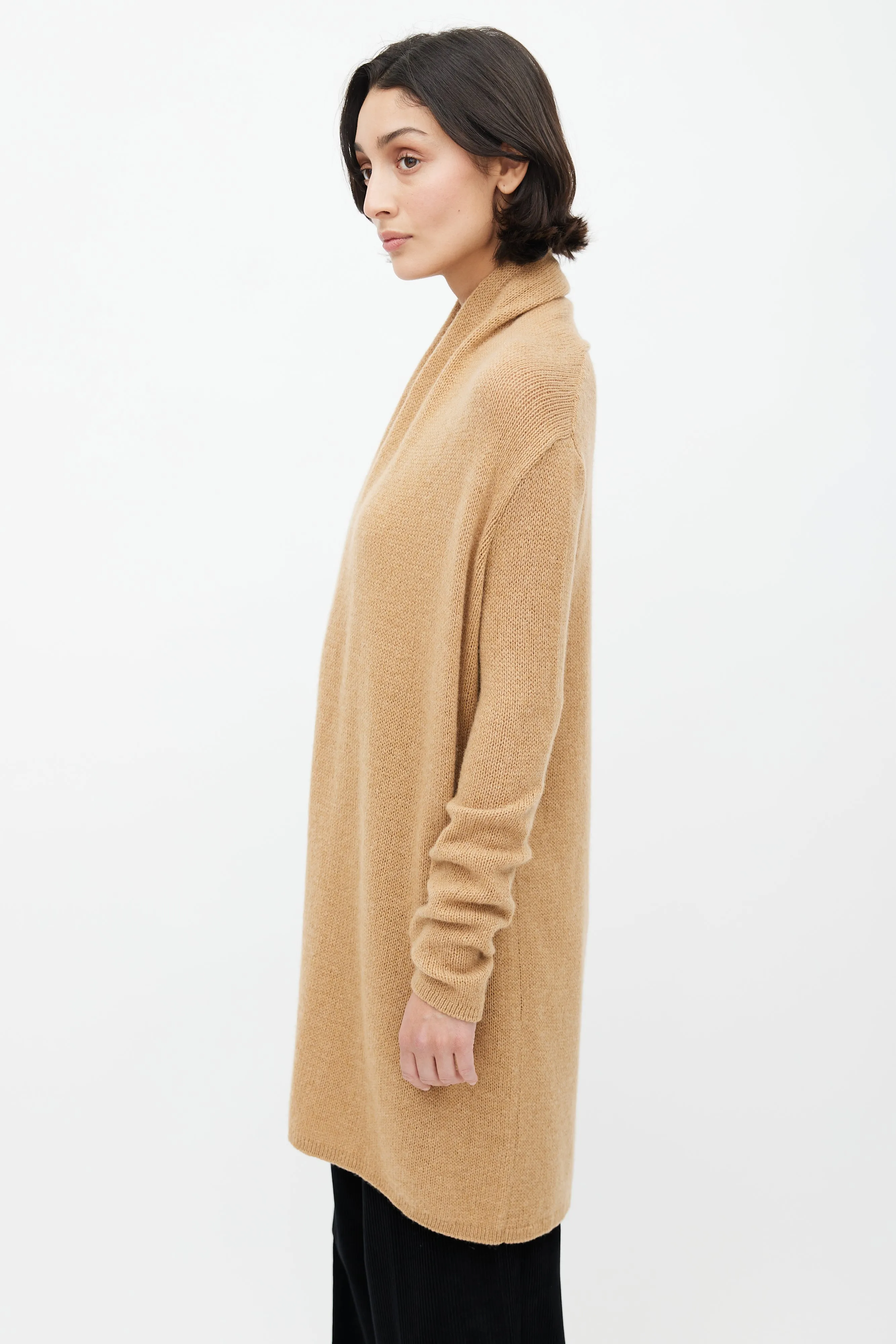 Brown Cashmere Knit Cardigan