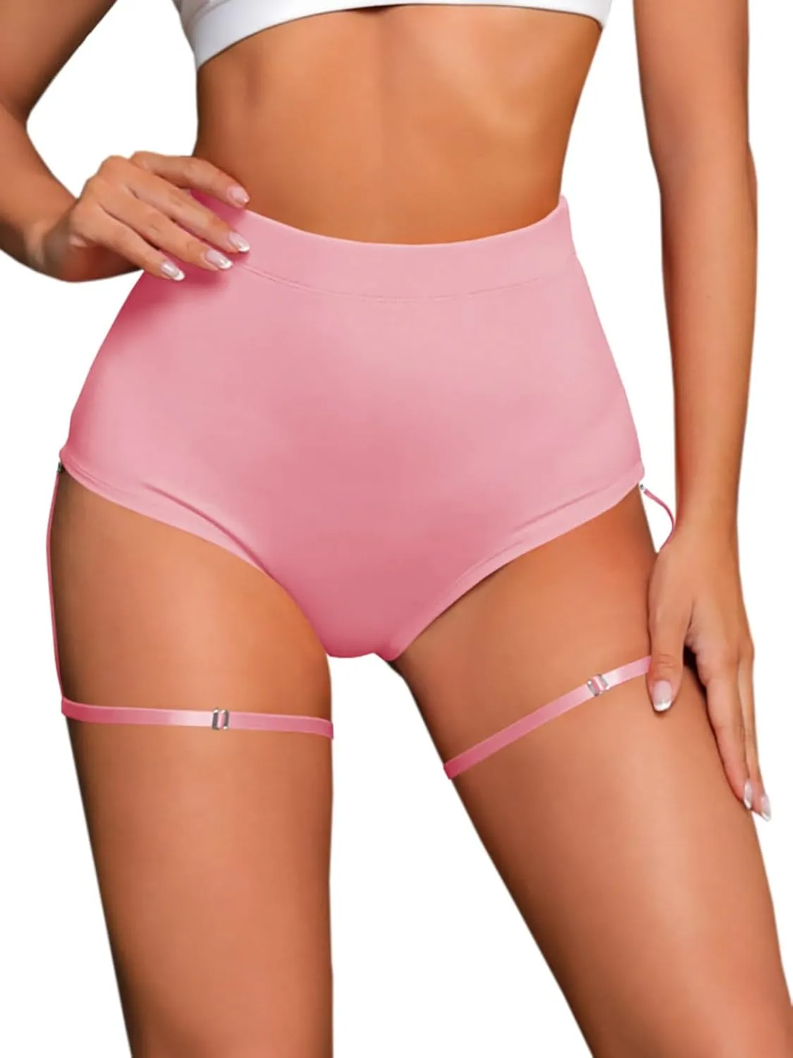 BZB Women's High Waist Yoga Shorts with Garters Booty Dance Cheeky Hot Pants Gym Workout Active Butt Lifting Sports Leggings