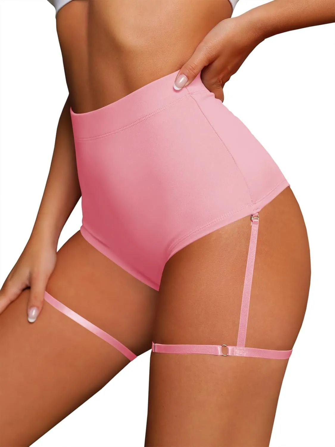 BZB Women's High Waist Yoga Shorts with Garters Booty Dance Cheeky Hot Pants Gym Workout Active Butt Lifting Sports Leggings
