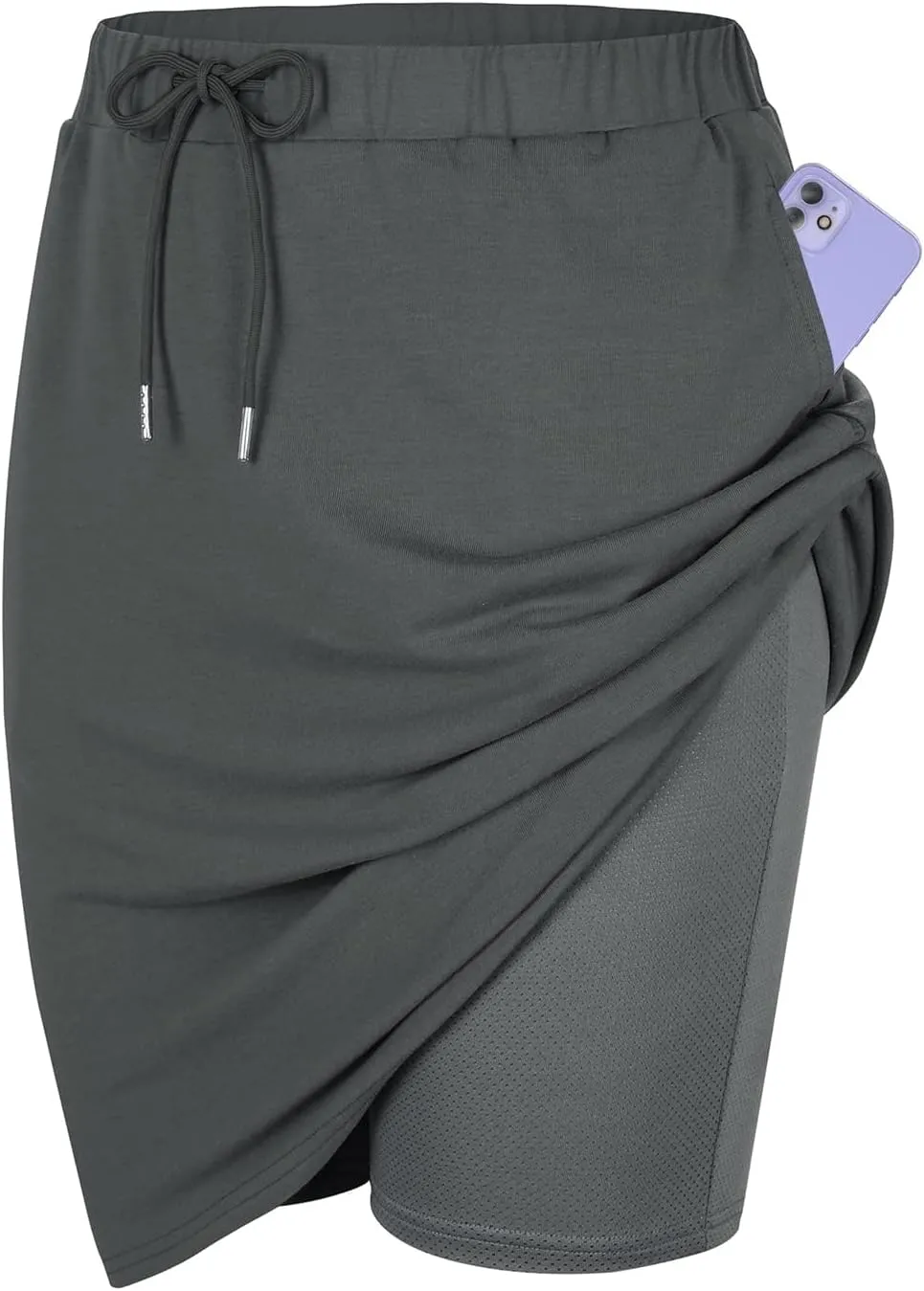 Century Star Tennis Skirts for Women with Pockets Golf Knee Length Skorts Athletic Sports Drawstring Waist Skirts with Shorts