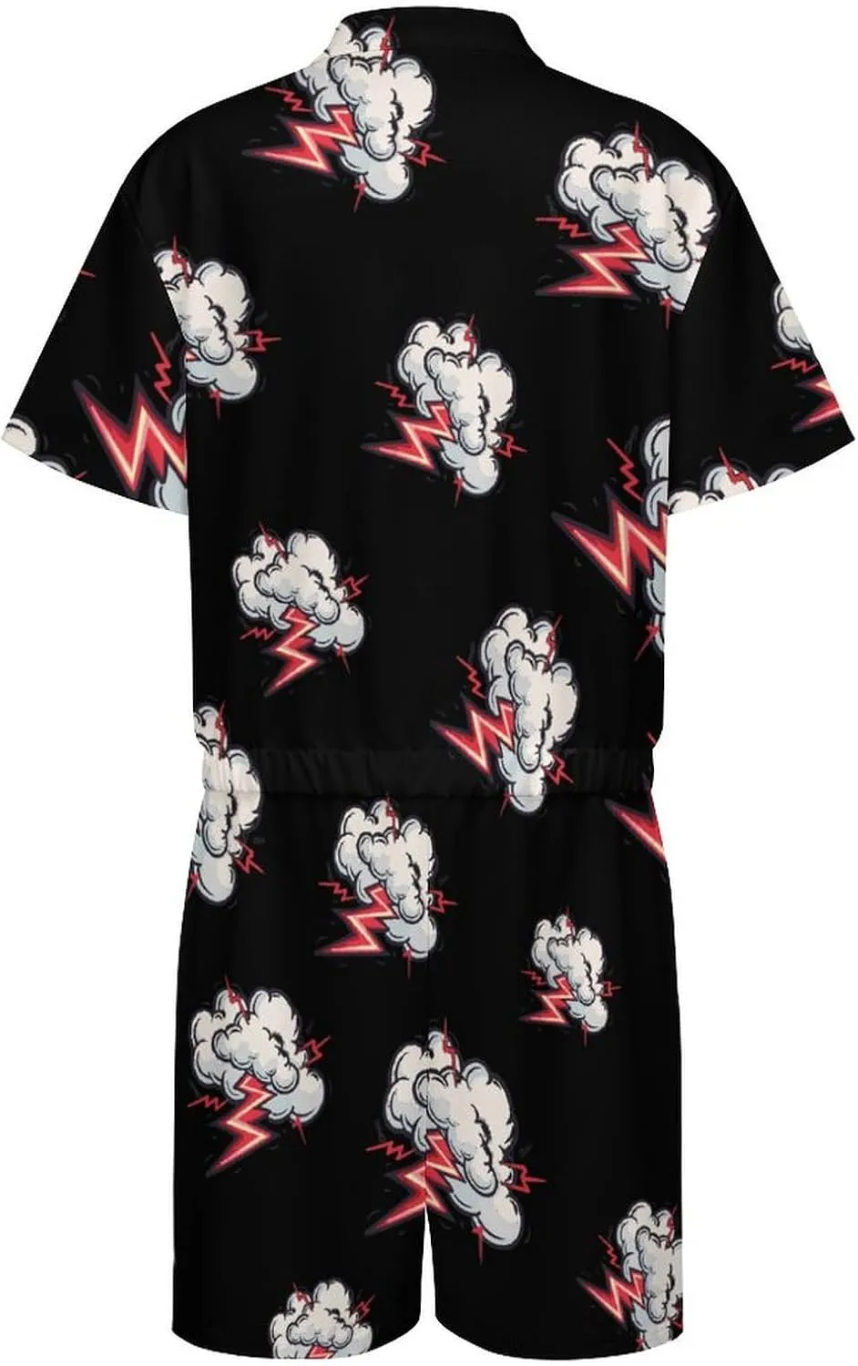 Cloud Thunder Mens Short Sleeve Rompers Printed Slim Fit One Piece Jumpsuit with Pocket