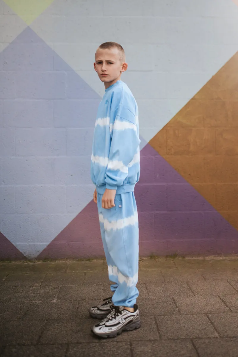 crewneck sweater - summer day blue tie dye