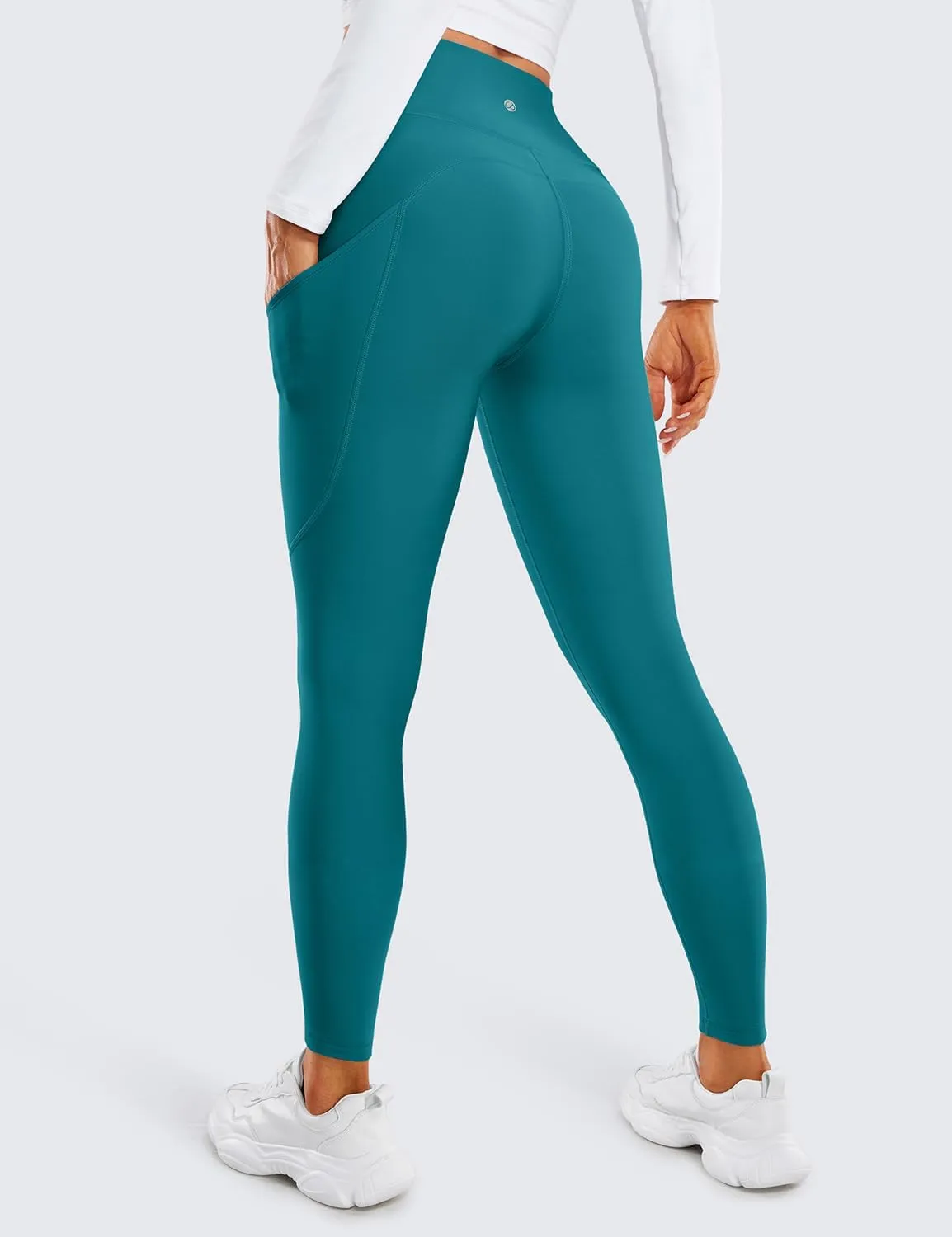 CRZ YOGA Thermal Fleece Lined Leggings Women 28'' - Winter Warm High Waisted Hiking Pants with Pockets Workout Running Tights