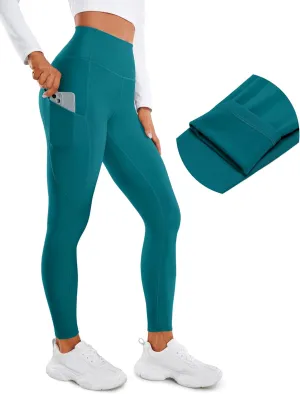 CRZ YOGA Thermal Fleece Lined Leggings Women 28'' - Winter Warm High Waisted Hiking Pants with Pockets Workout Running Tights