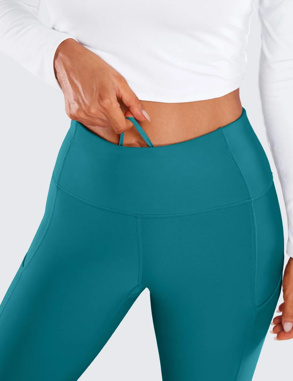 CRZ YOGA Thermal Fleece Lined Leggings Women 28'' - Winter Warm High Waisted Hiking Pants with Pockets Workout Running Tights