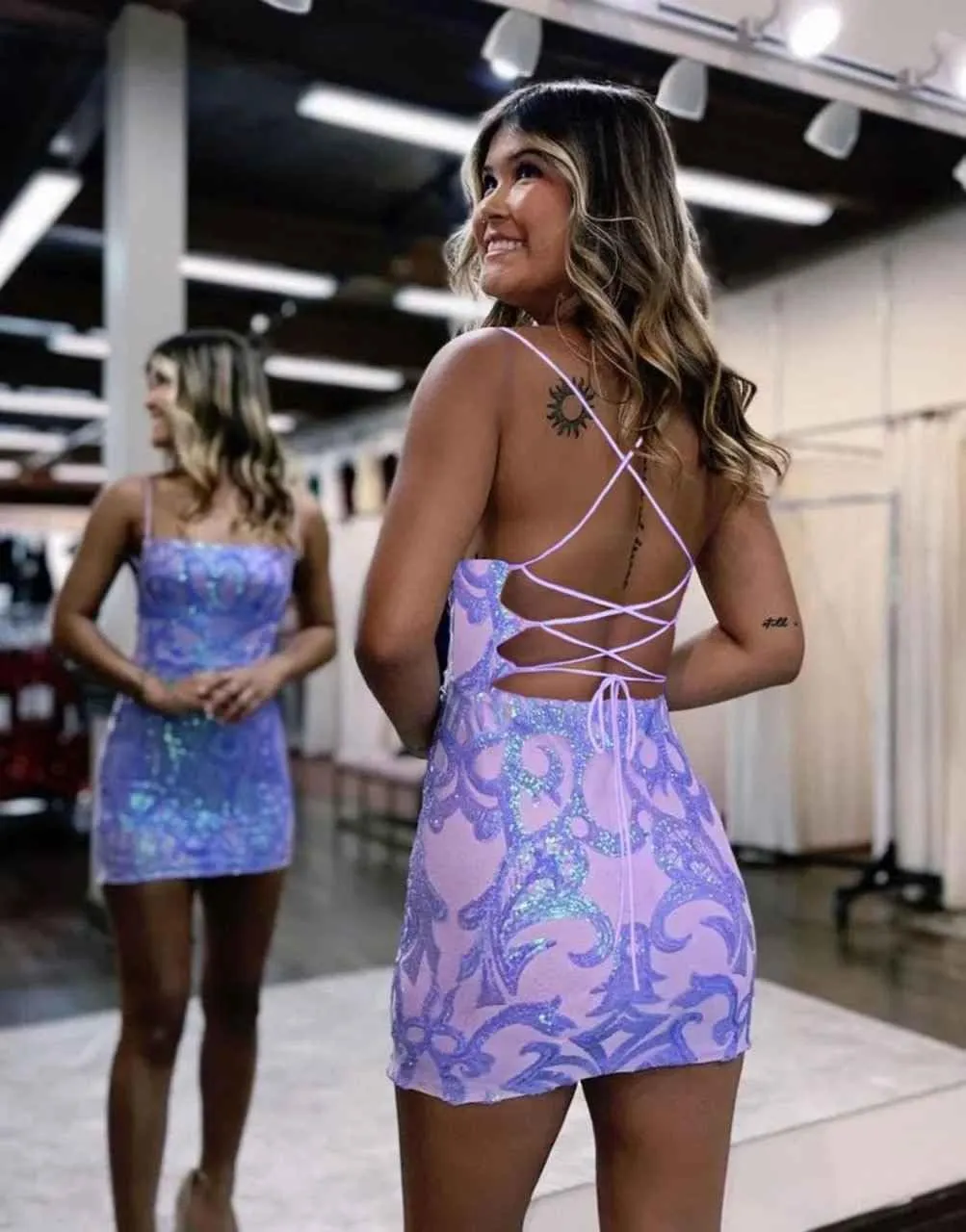 Eightale Sequin Short Homecoming Dresses Sparkly Lace Teens Tight Cocktail Prom HOCO Dress 2024