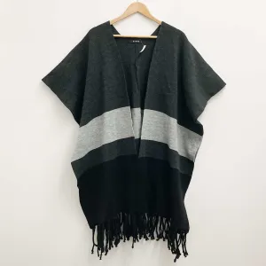 Evans Black & Grey Colour Block Open Front Knit Cardigan One Size