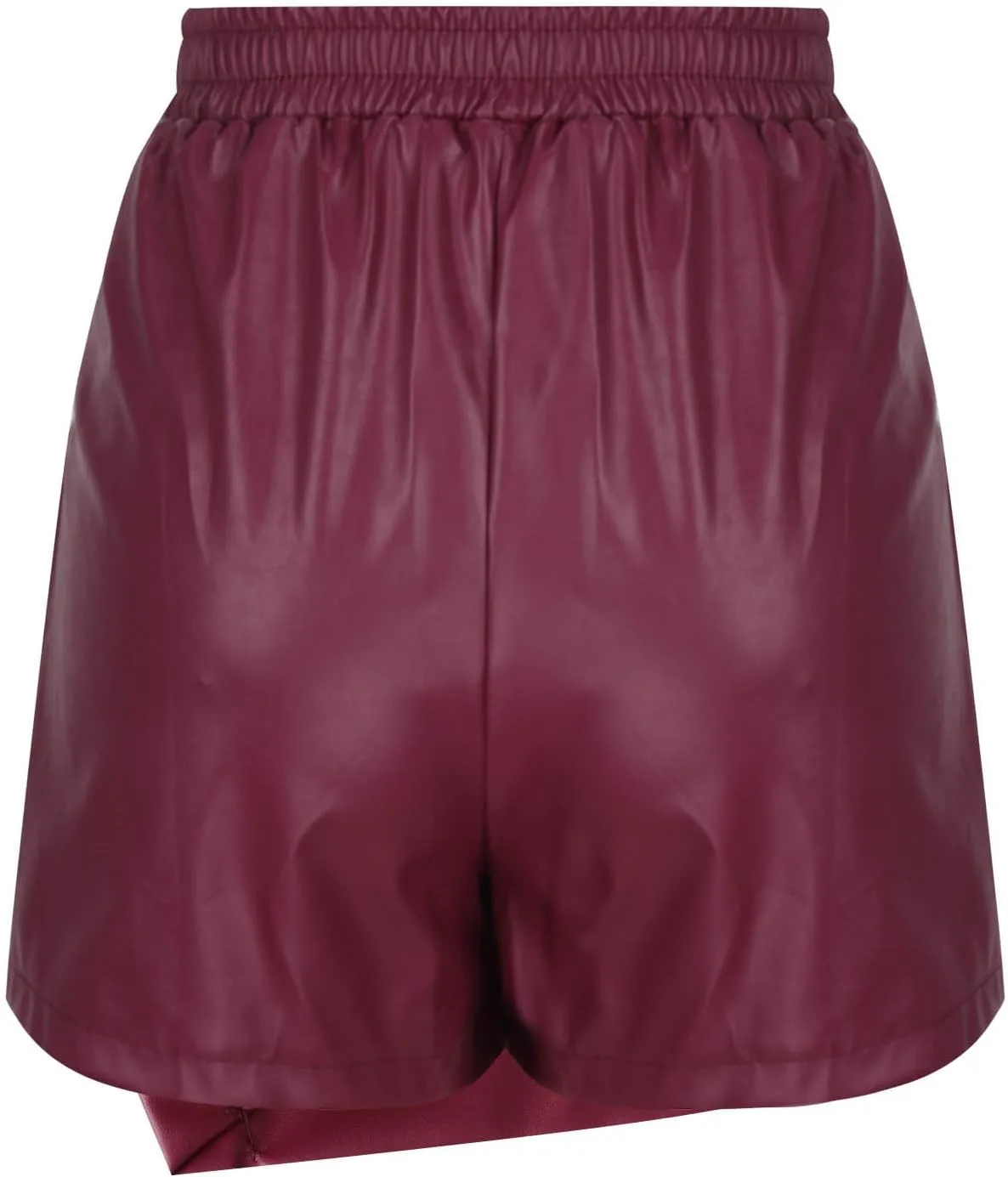 Faux Leather Skorts for Woman High Waisted Ruched Wrap Skorts Skirts Asymmetric Hem Slim Bodycon Skirt with Shorts