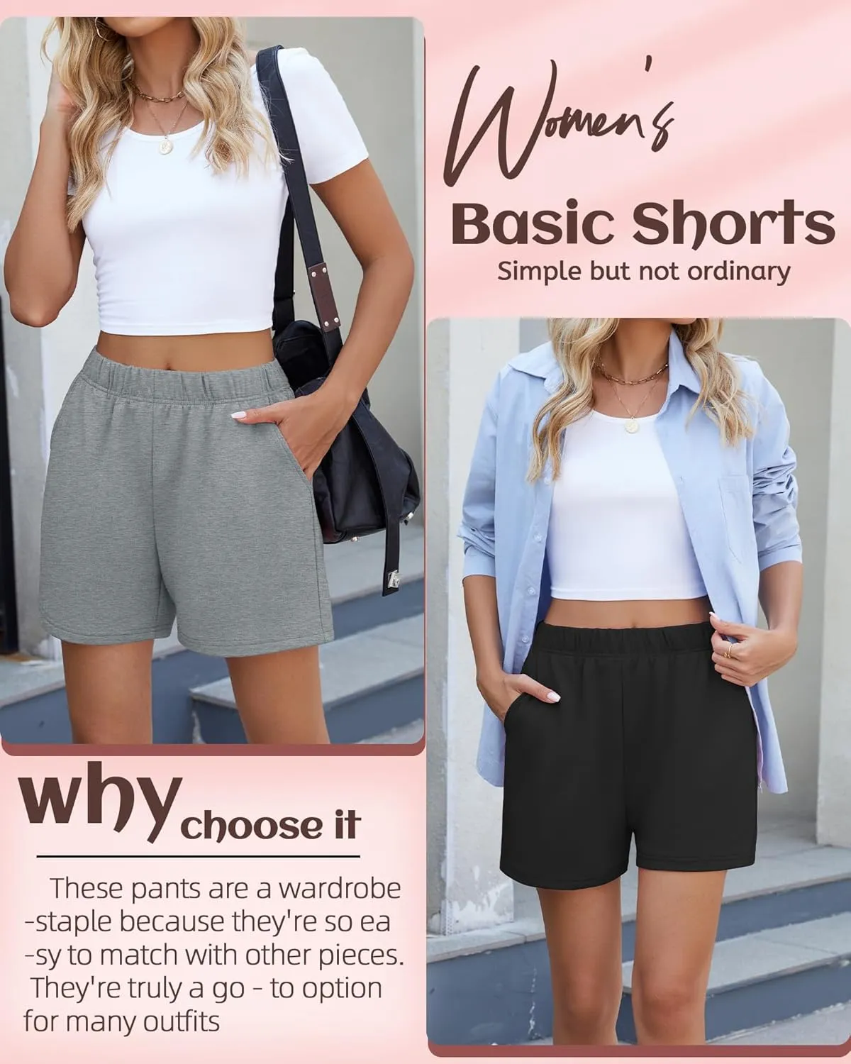 Ficerd 3 Pack Women's Sweat Shorts High Waisted Casual Summer Workout Comfy Lounge Short with Pockets Athletic Trendy Pants