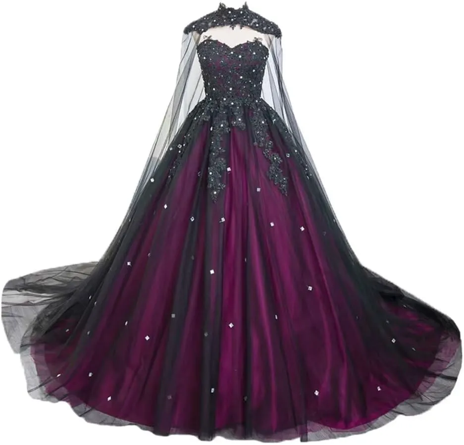 Ftupza Tulle Red Black Wedding Dresses for Bride Beading Lace Wedding Gown Luxury Sweetheart Long Bridal Gown