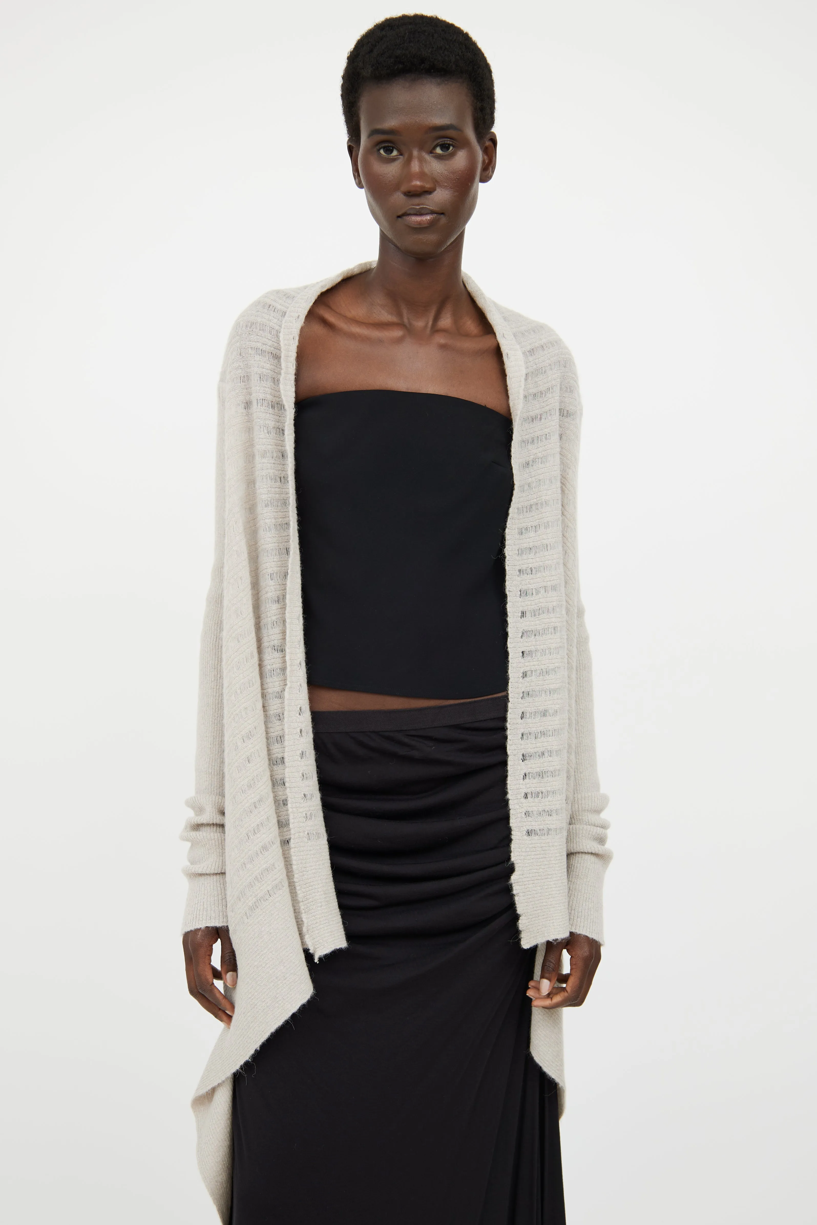 FW 2018 Grey Knit Open Cardigan