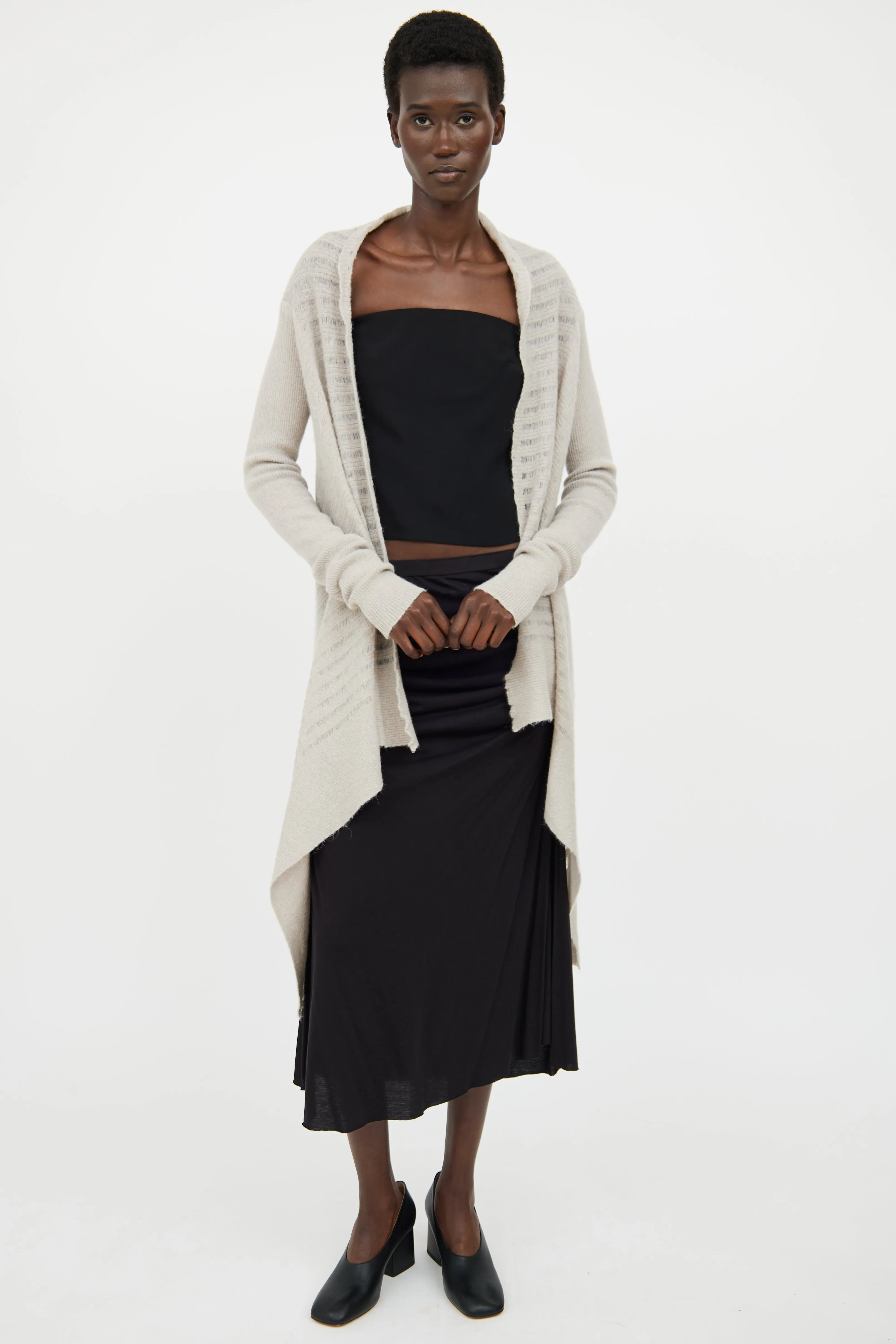 FW 2018 Grey Knit Open Cardigan