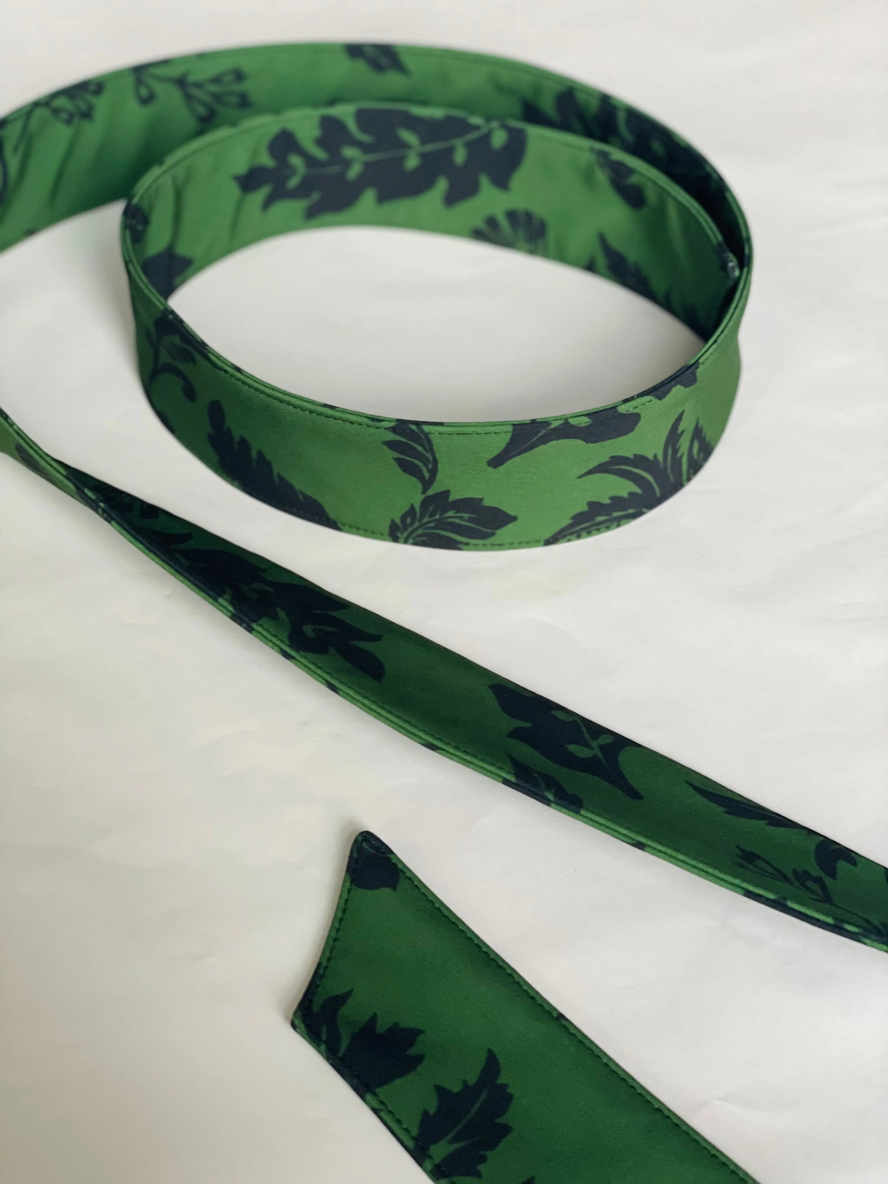 Green Belt with Black Floral Print | Forest Flower