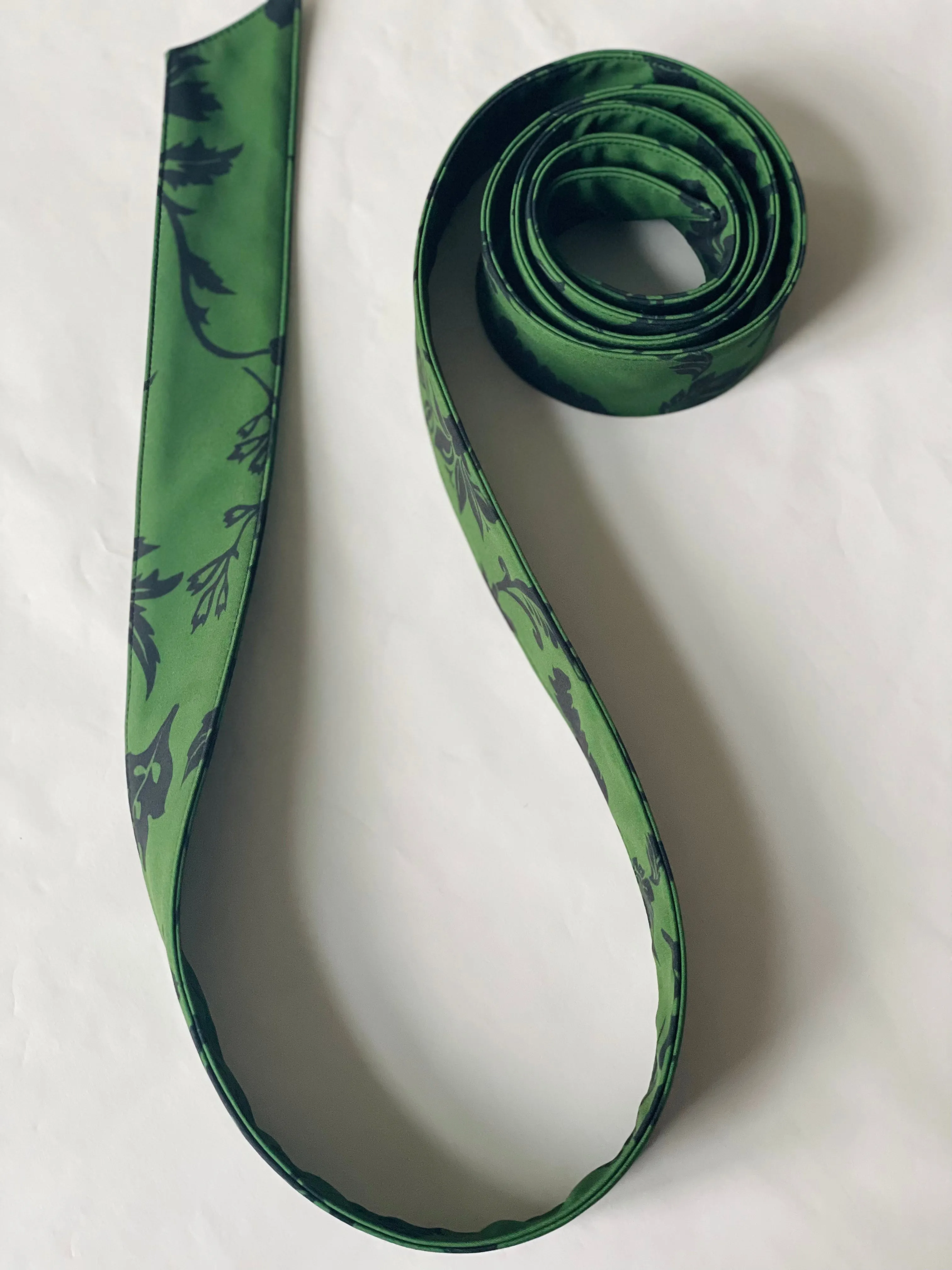 Green Belt with Black Floral Print | Forest Flower