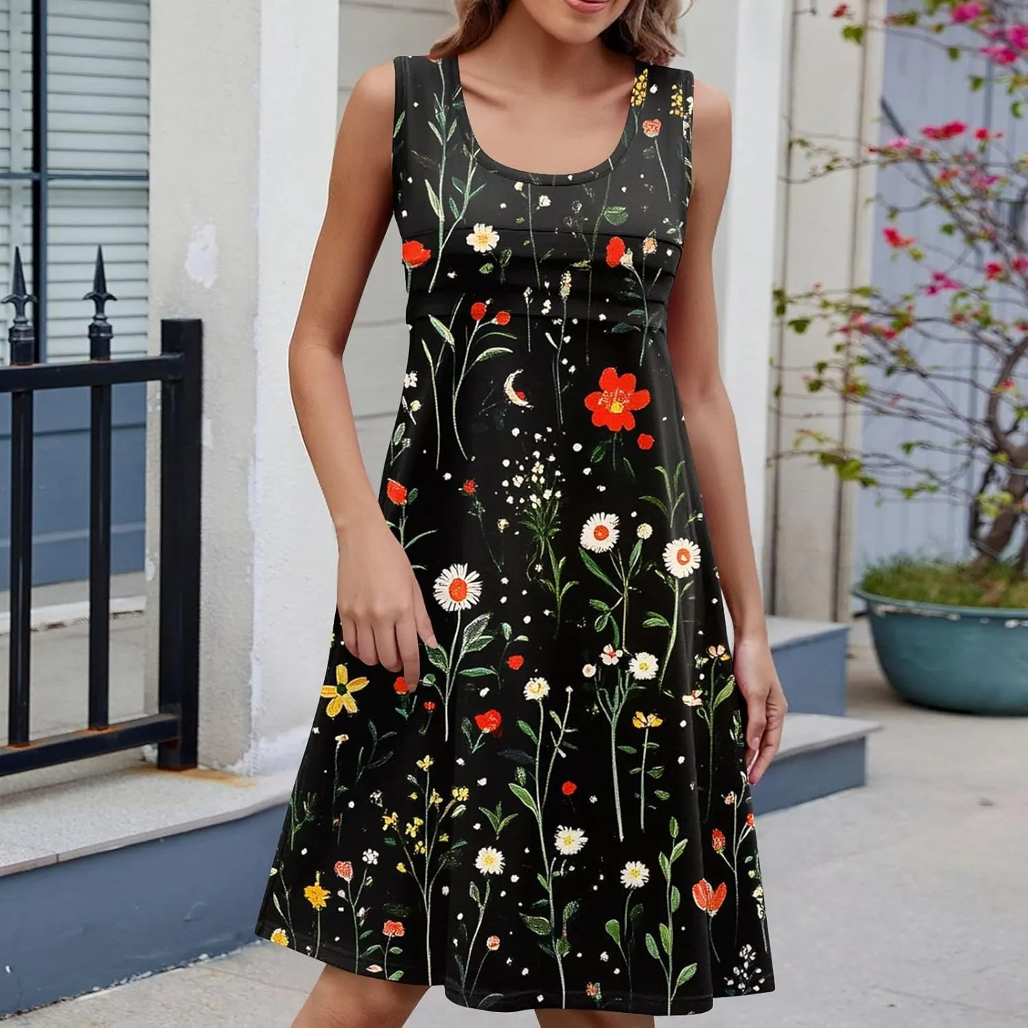 Hawaiina Dress for Women 2025 Summer Casual Petal Slim Striped Ruffle Floral Sundresses Plus Size Tropical Dresses