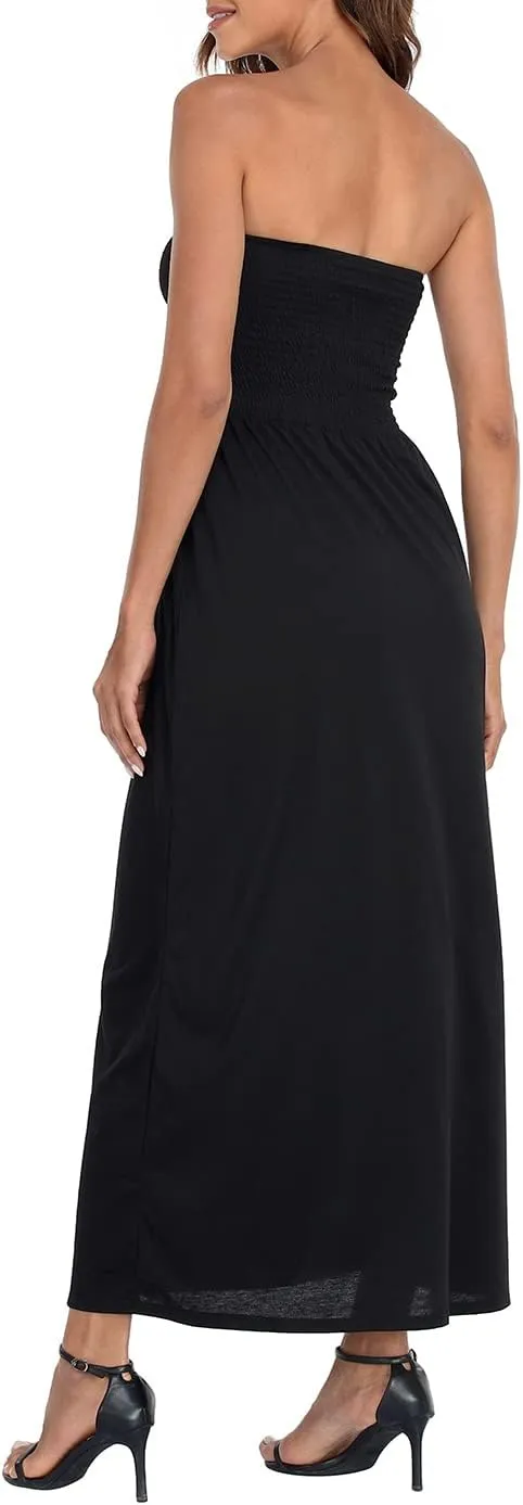HDE Women's Strapless Maxi Dress Plus Size Tube Top Long Skirt Sundress Cover Up