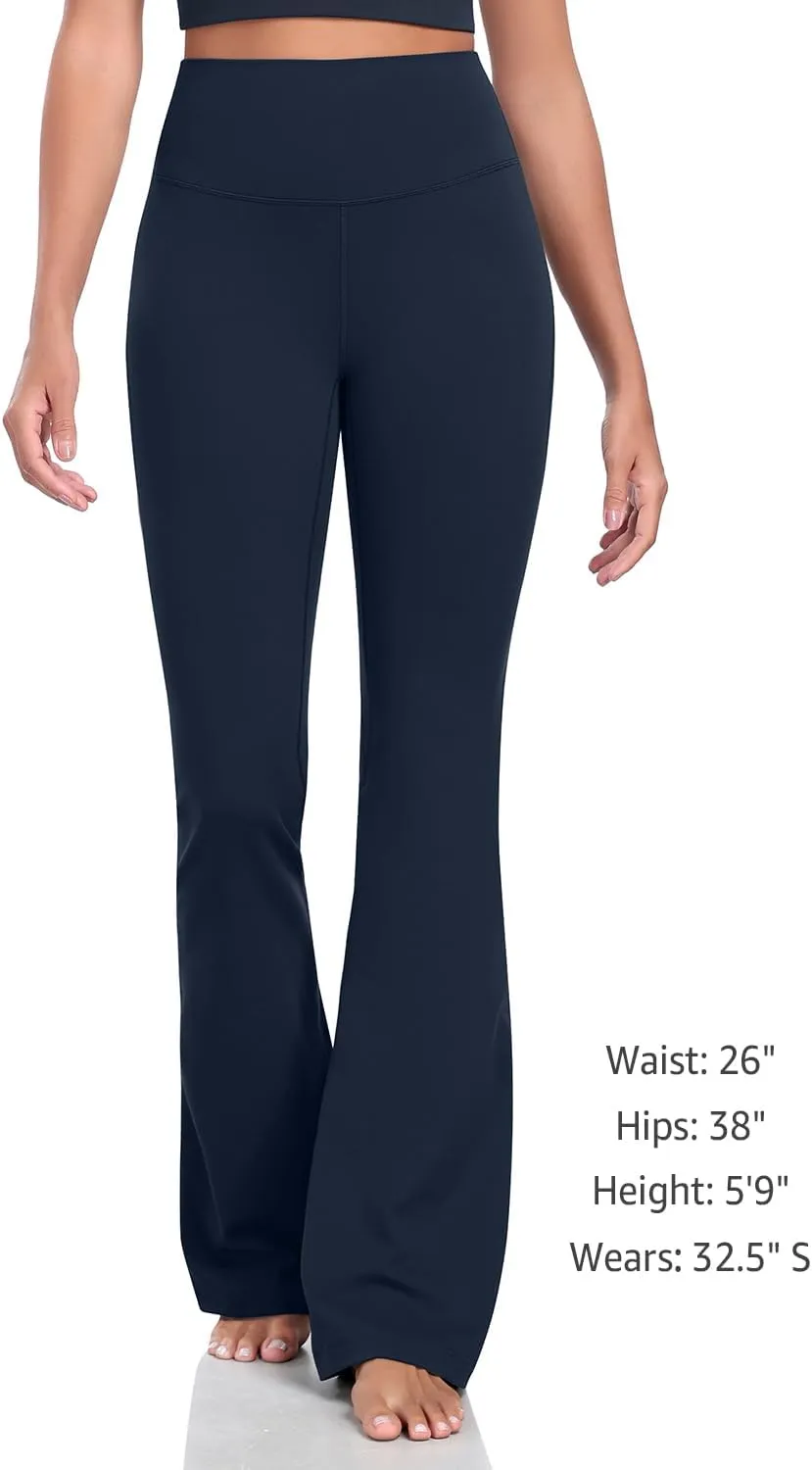 HeyNuts Harmony Flare Leggings 29"/30.5"/32.5"/34.5", High Waisted Tummy Control Wide Leg Bootcut Yoga Pants Lounge Soft