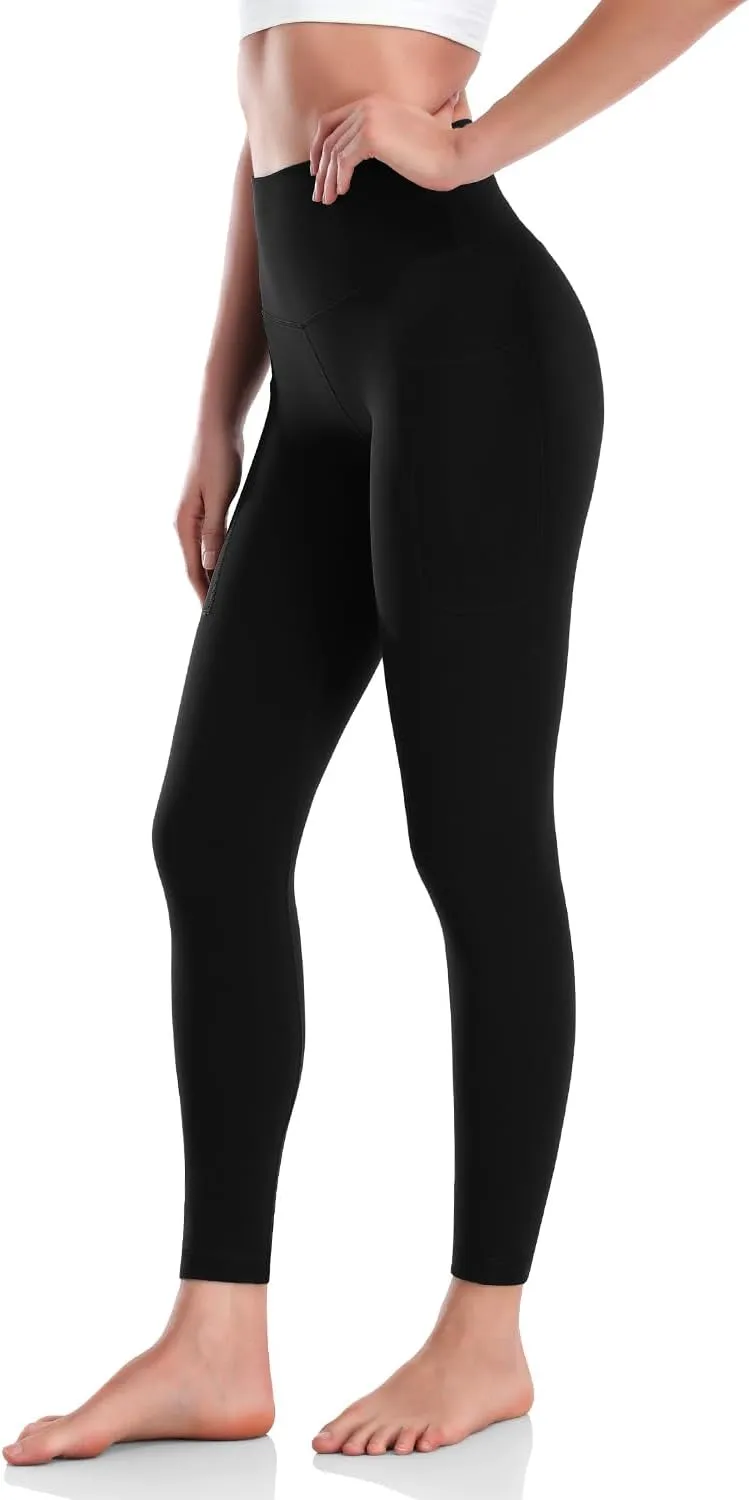 HeyNuts Workout Pro/Yoga Pro 7/8 Leggings with Side Pockets for Women, High Waisted Tummy Control Compression Pants 25''