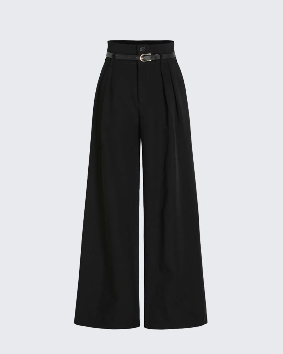 High Waist Pleated Pants With Tailored Vest Style Top In Black