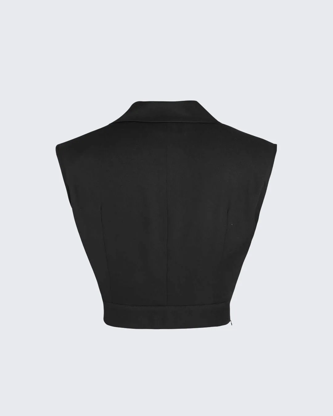 High Waist Pleated Pants With Tailored Vest Style Top In Black