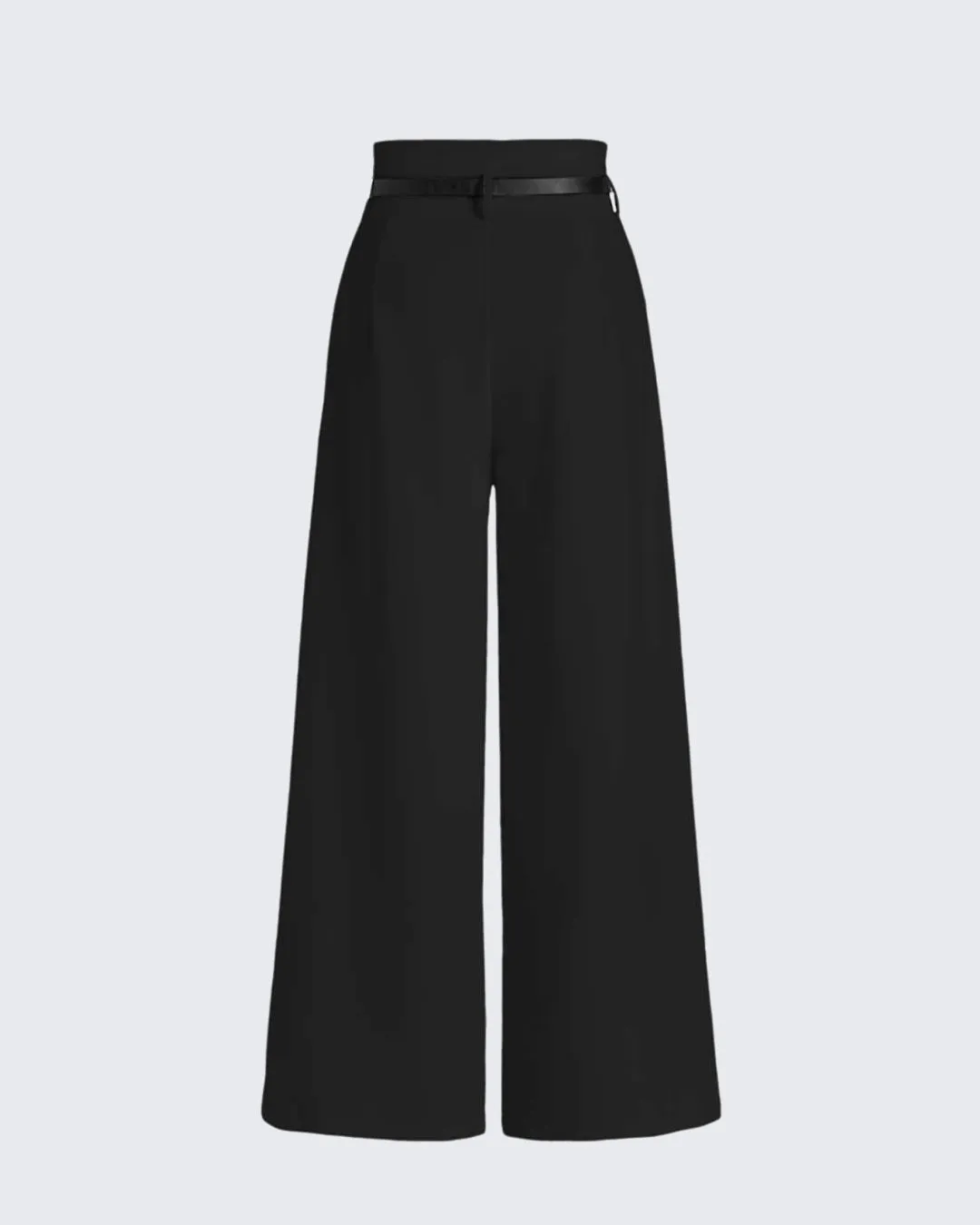 High Waist Pleated Pants With Tailored Vest Style Top In Black