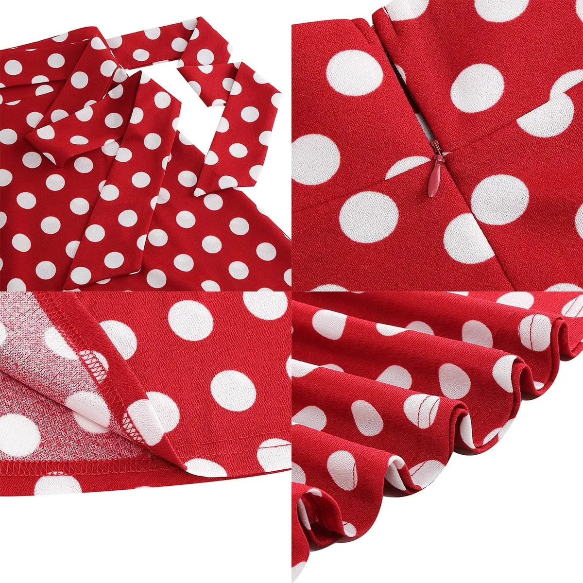 IDOPIP Women 50s Vintage Polka Dot Skirt High Waist A-Line Floral Swing Skirt Summer Elegant Cocktail Flowy Boho Belted Skirt