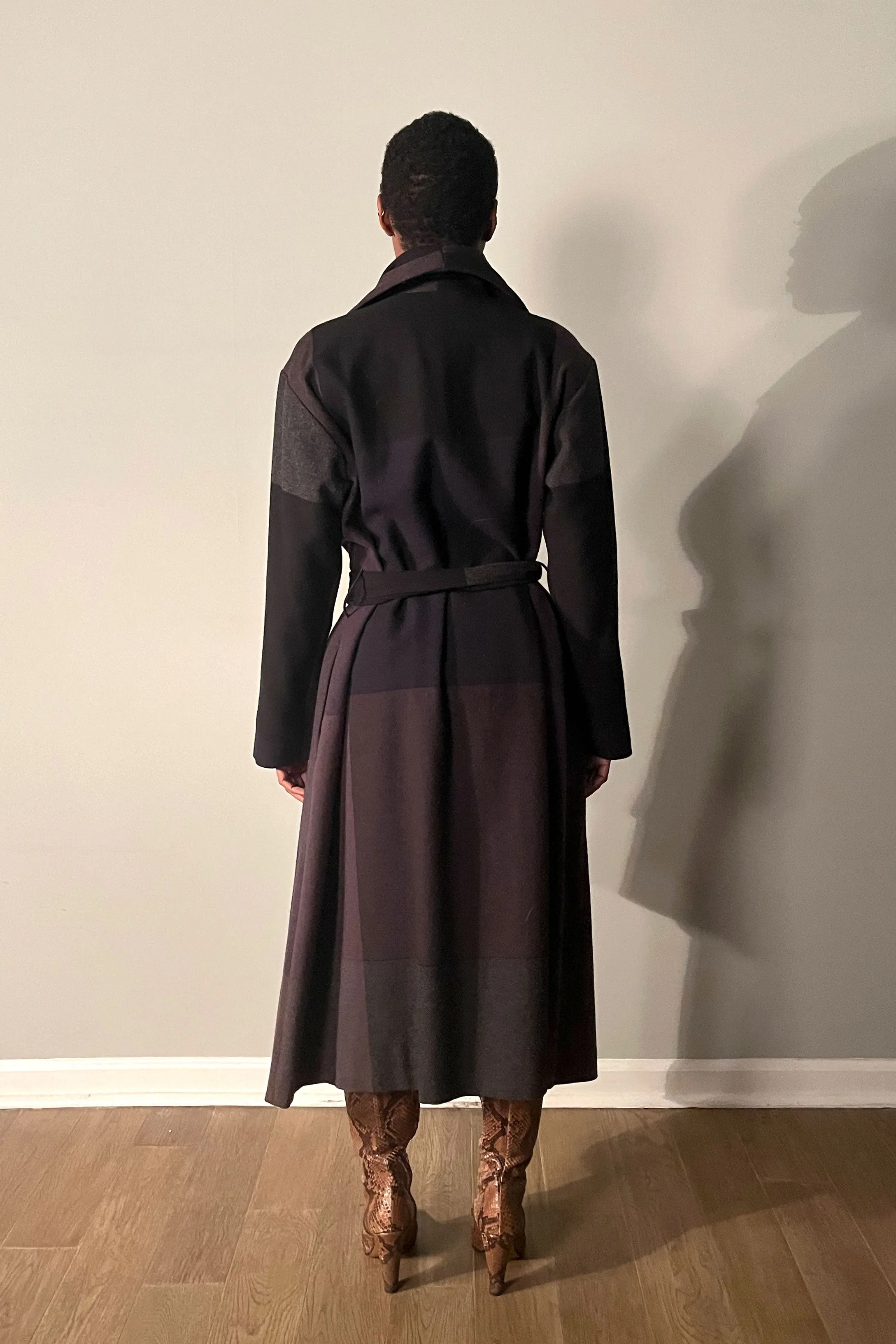 Issey Miyake Fete Plaid Wool Blend Trench