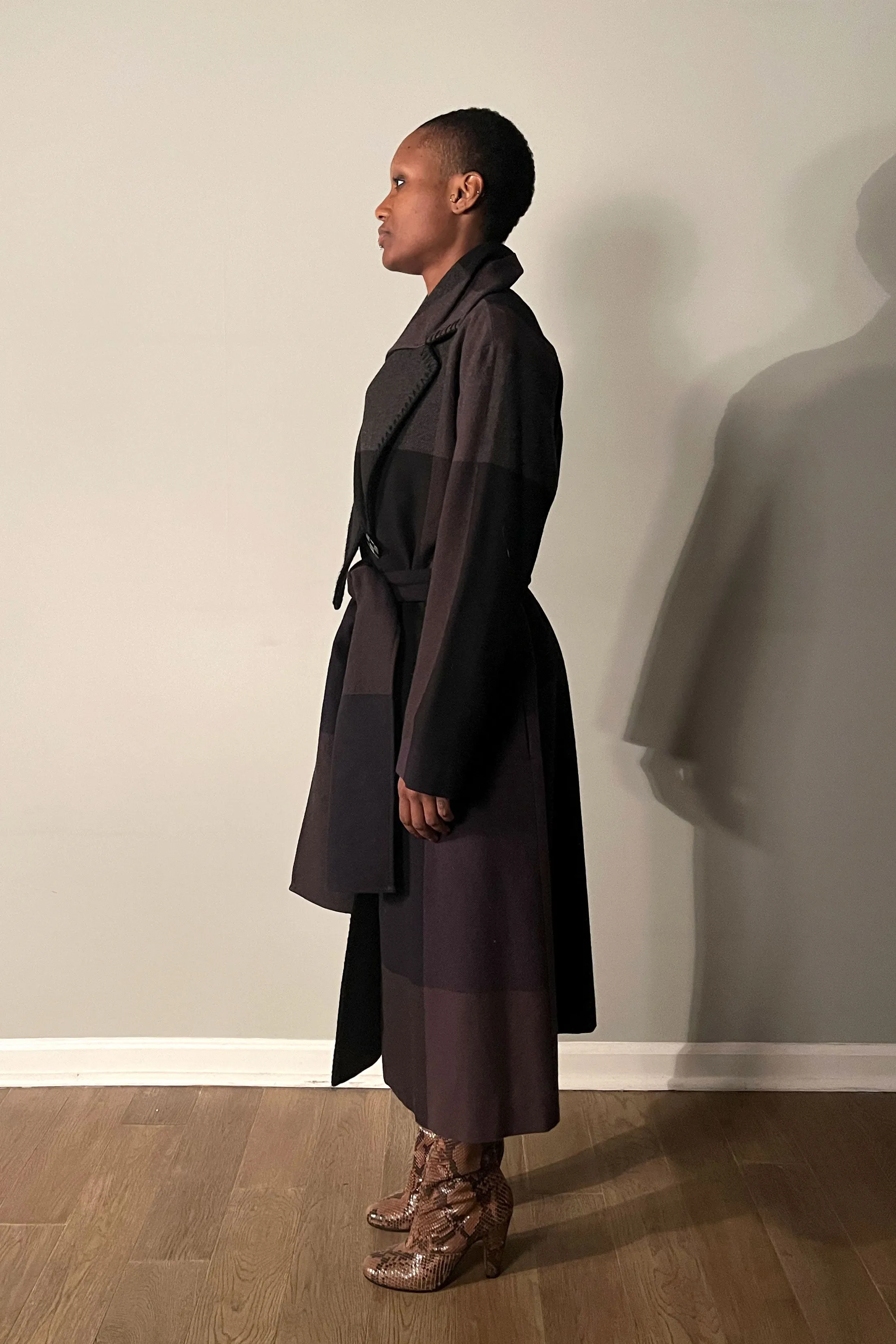 Issey Miyake Fete Plaid Wool Blend Trench