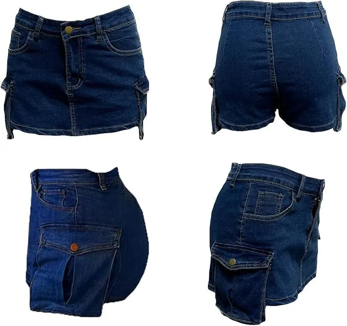 KELYWELL Women Denim Skorts Skirts Casual Pleated High Waisted Mini Skirts Shorts Jeans Summer Vintage Streetwear