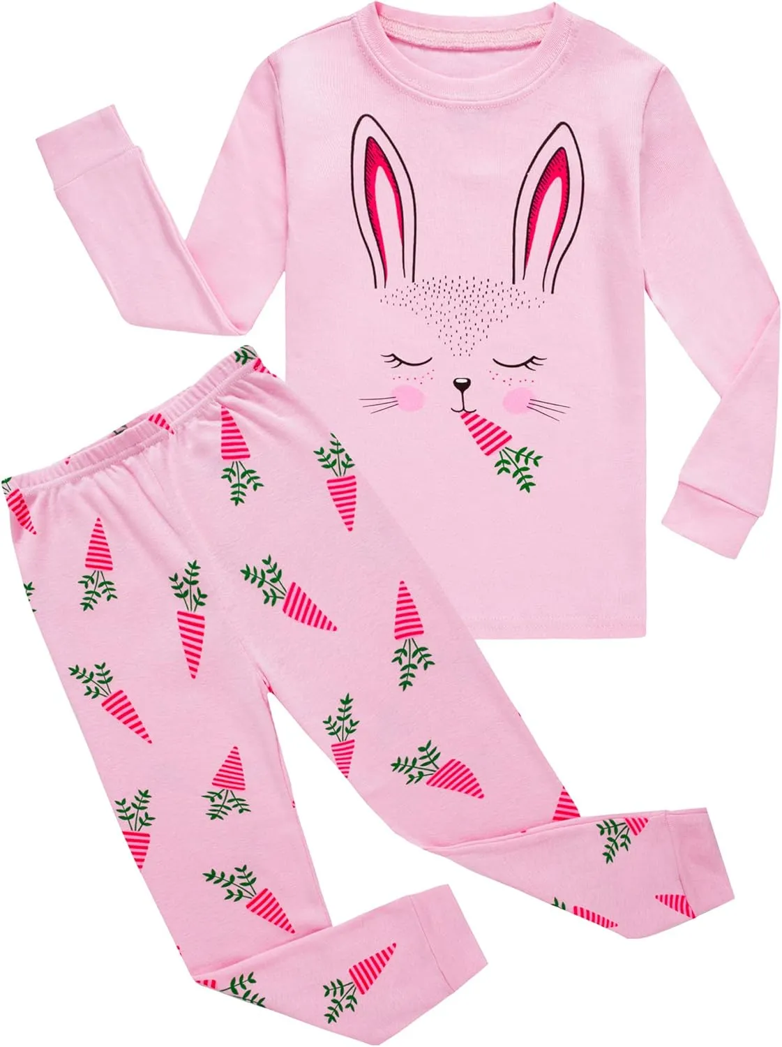 KikizYe Little Big Girls Pajamas Set Long Sleeve PJs 100% Cotton Pyjamas