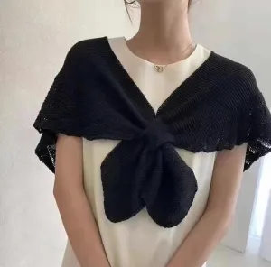 Knit Bowknot Shoulder Shawl-SHW2201