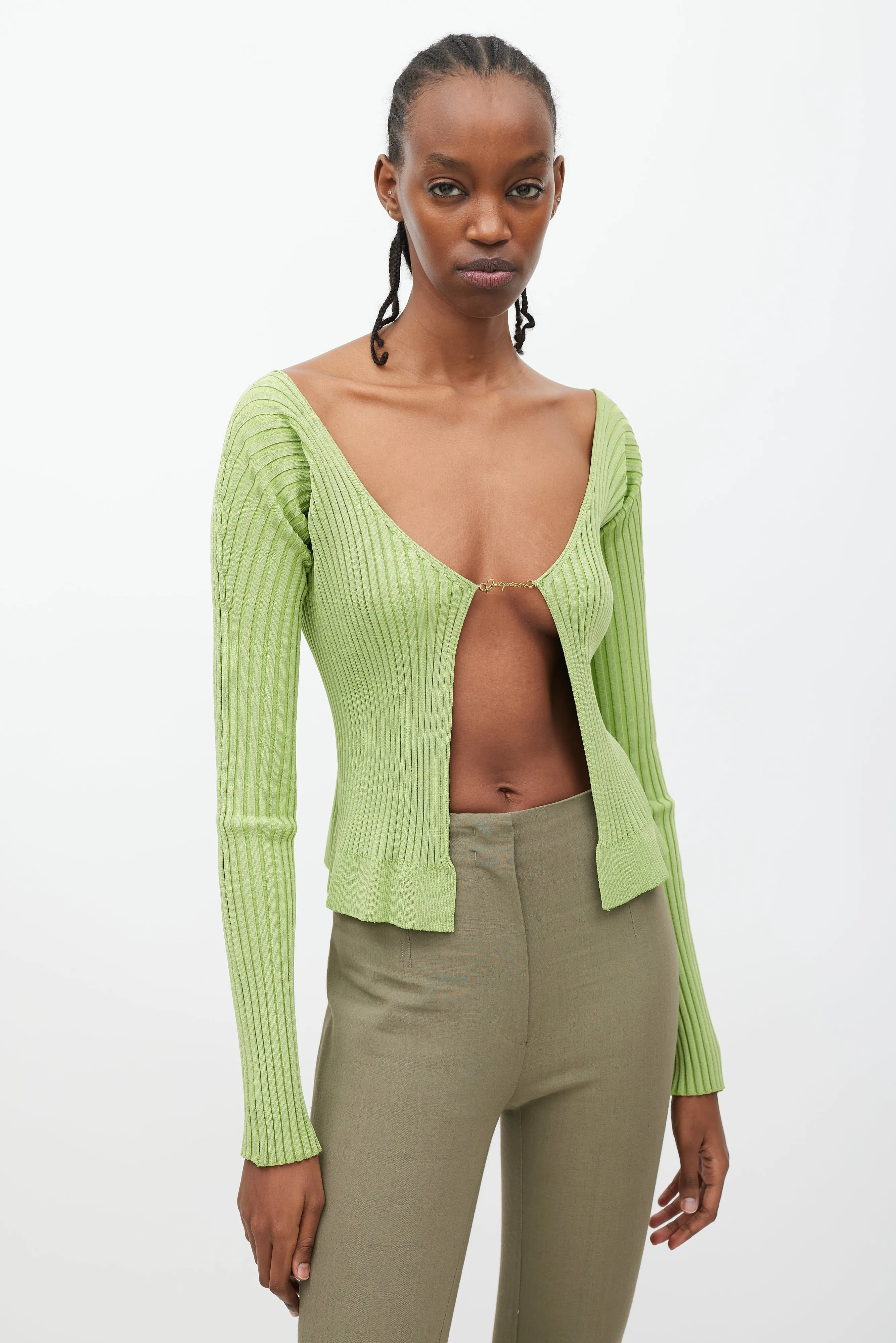 La Maille Pralù Longue Green  Cardigan