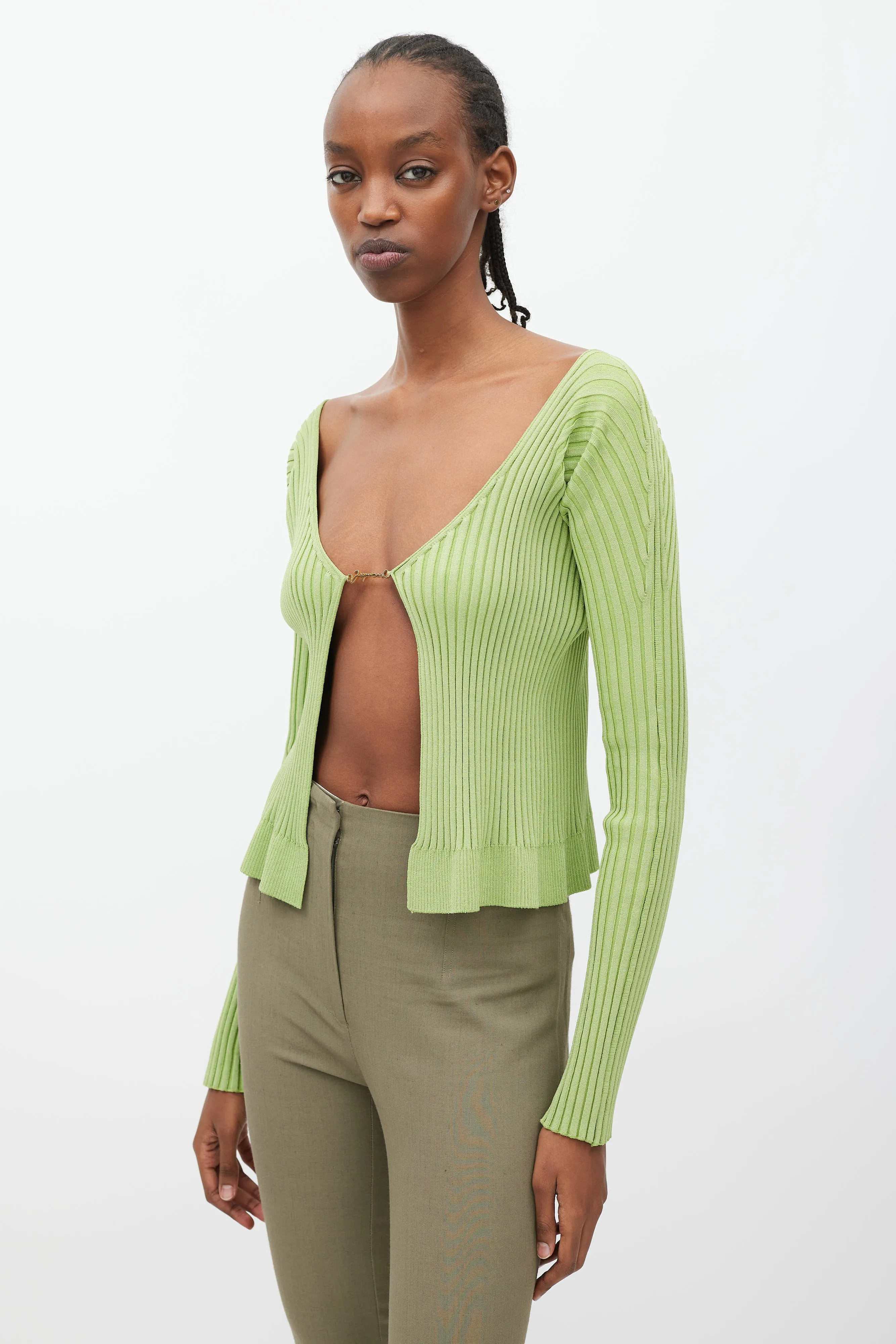 La Maille Pralù Longue Green  Cardigan