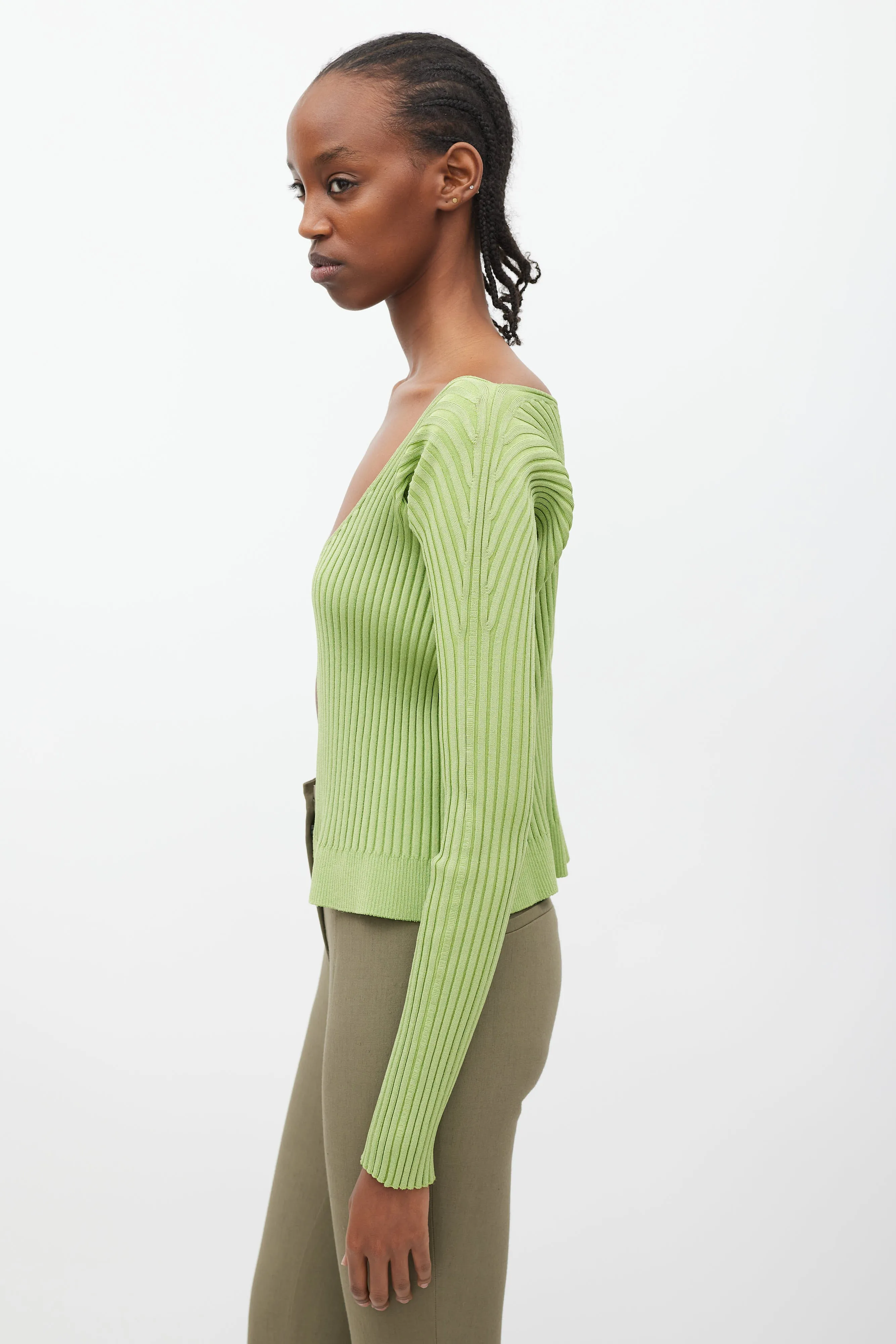 La Maille Pralù Longue Green  Cardigan