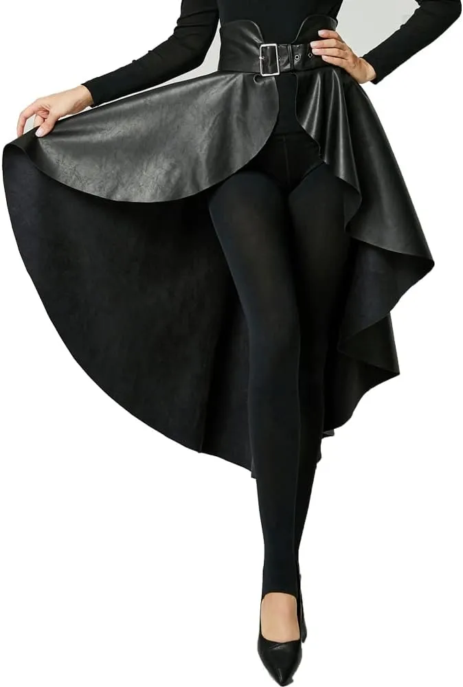 Leather Skirt for Women Black Faux Leather Plus Size Pleated Midi Maxi Fall Long Skirts