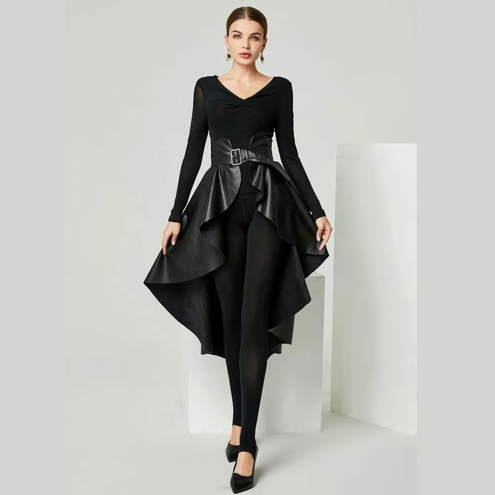 Leather Skirt for Women Black Faux Leather Plus Size Pleated Midi Maxi Fall Long Skirts