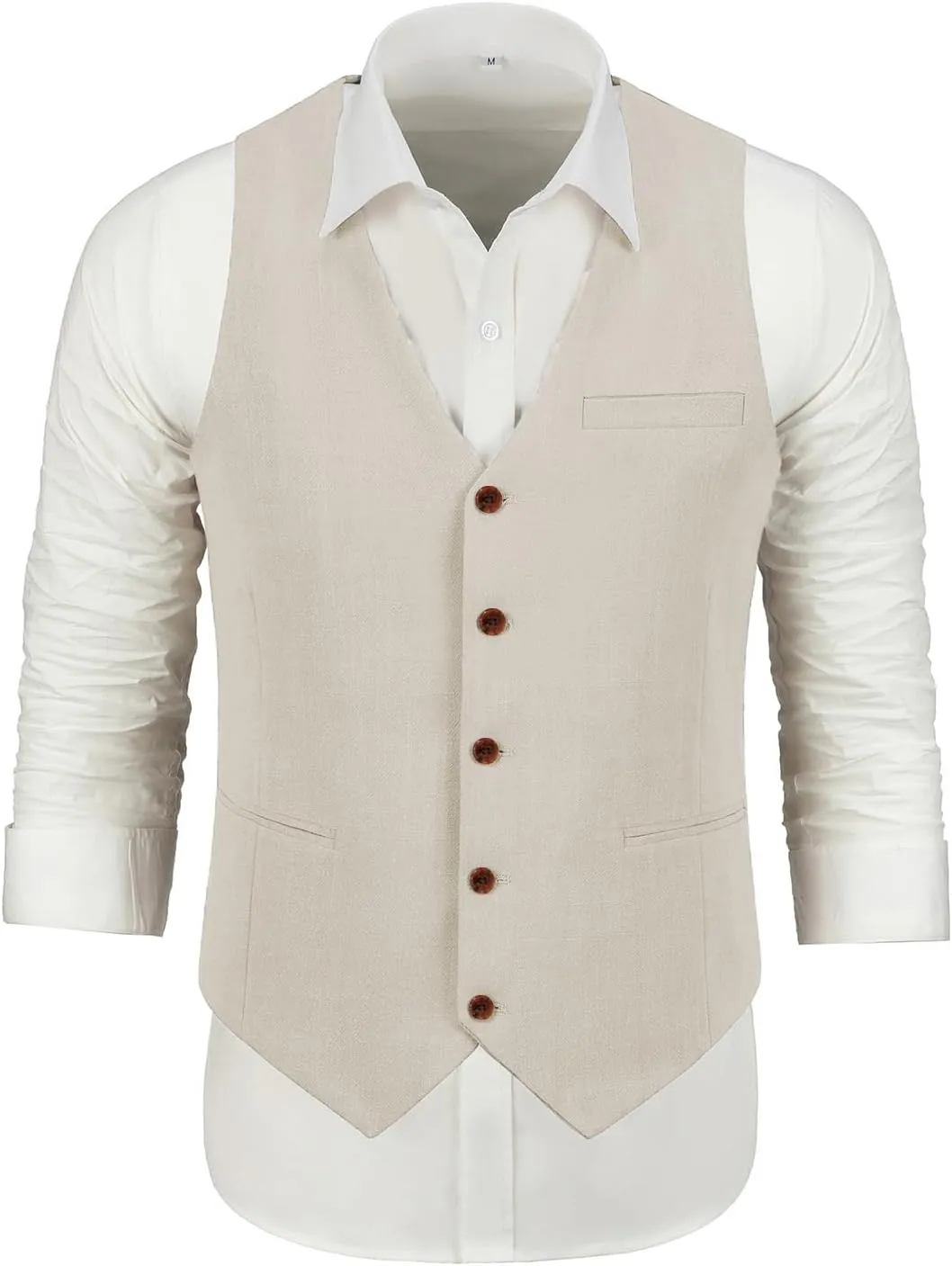 Linen Beach Wedding Suits Men's Slim Fit 2 Piece Groom Suit Prom Party Dress Tuxedos Vest Pants Suit Set
