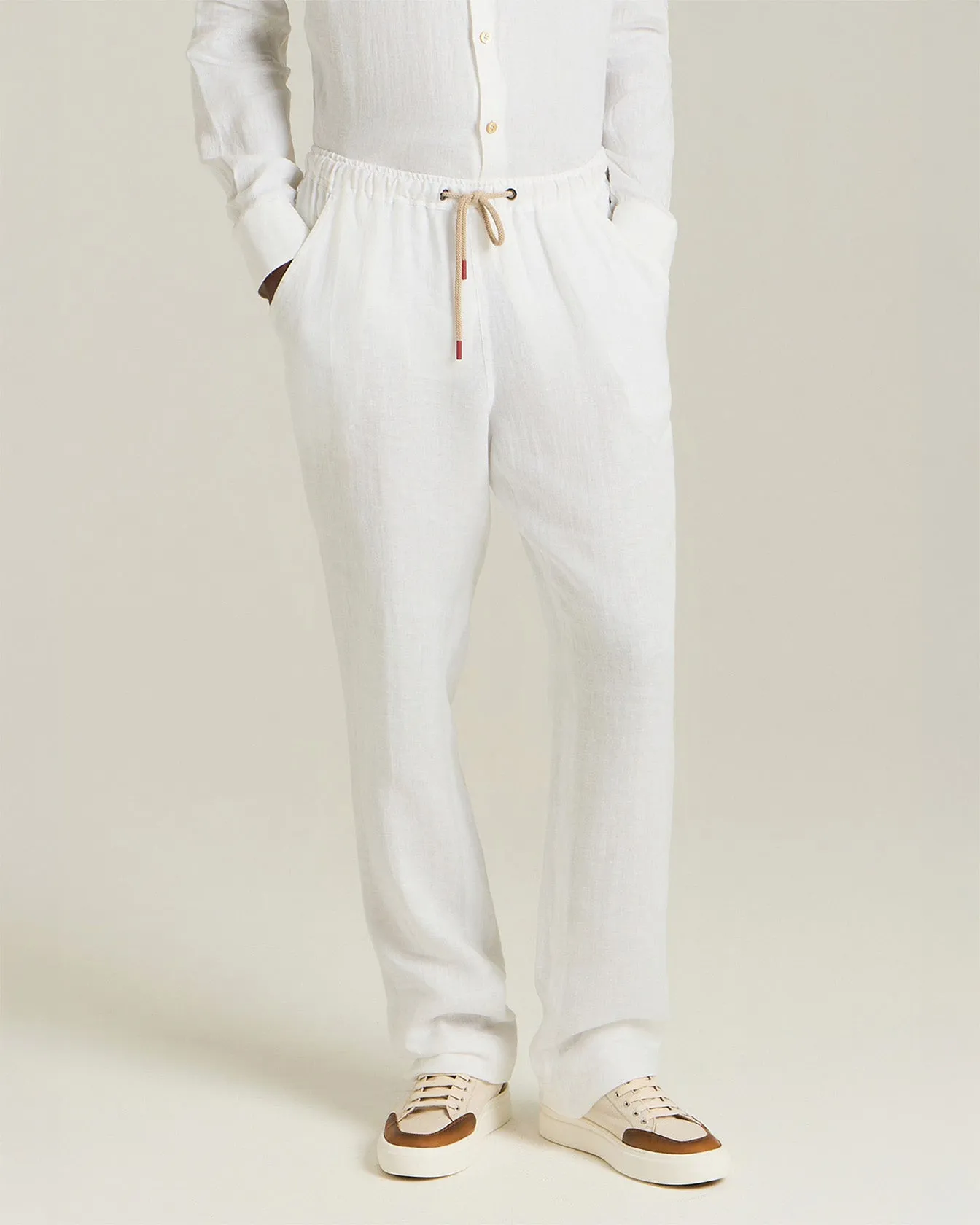 LINEN COMFORT-FIT PULL-ON TROUSERS