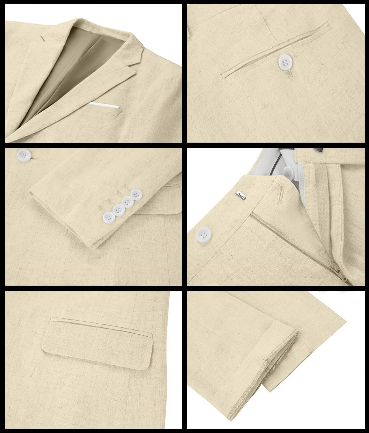 Linen Mens Suits 3 Piece Slim Fit Tuxedo Suit for Men Beach Wedding Formal Business Suit Groom Prom Set Outfits