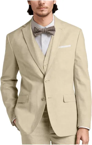 Linen Mens Suits 3 Piece Slim Fit Tuxedo Suit for Men Beach Wedding Formal Business Suit Groom Prom Set Outfits