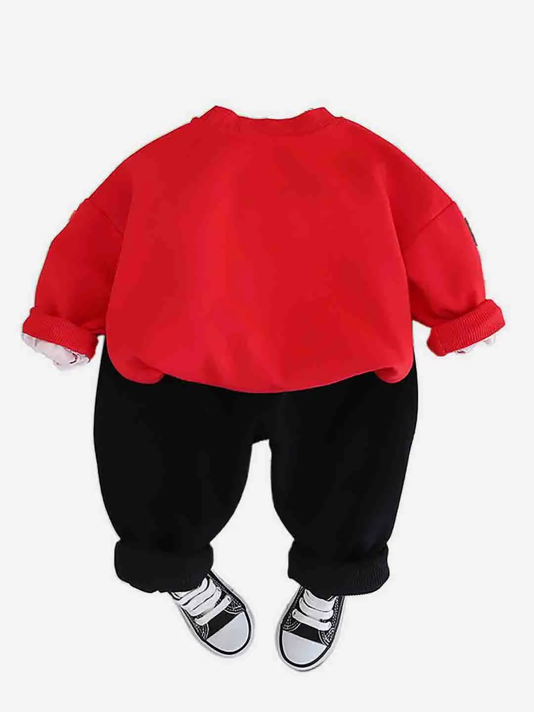 Little Surprise Box Bright Red Kids Teddy Soft Toy 2 Pcs Track Suit Set For Toddlers And Kids
